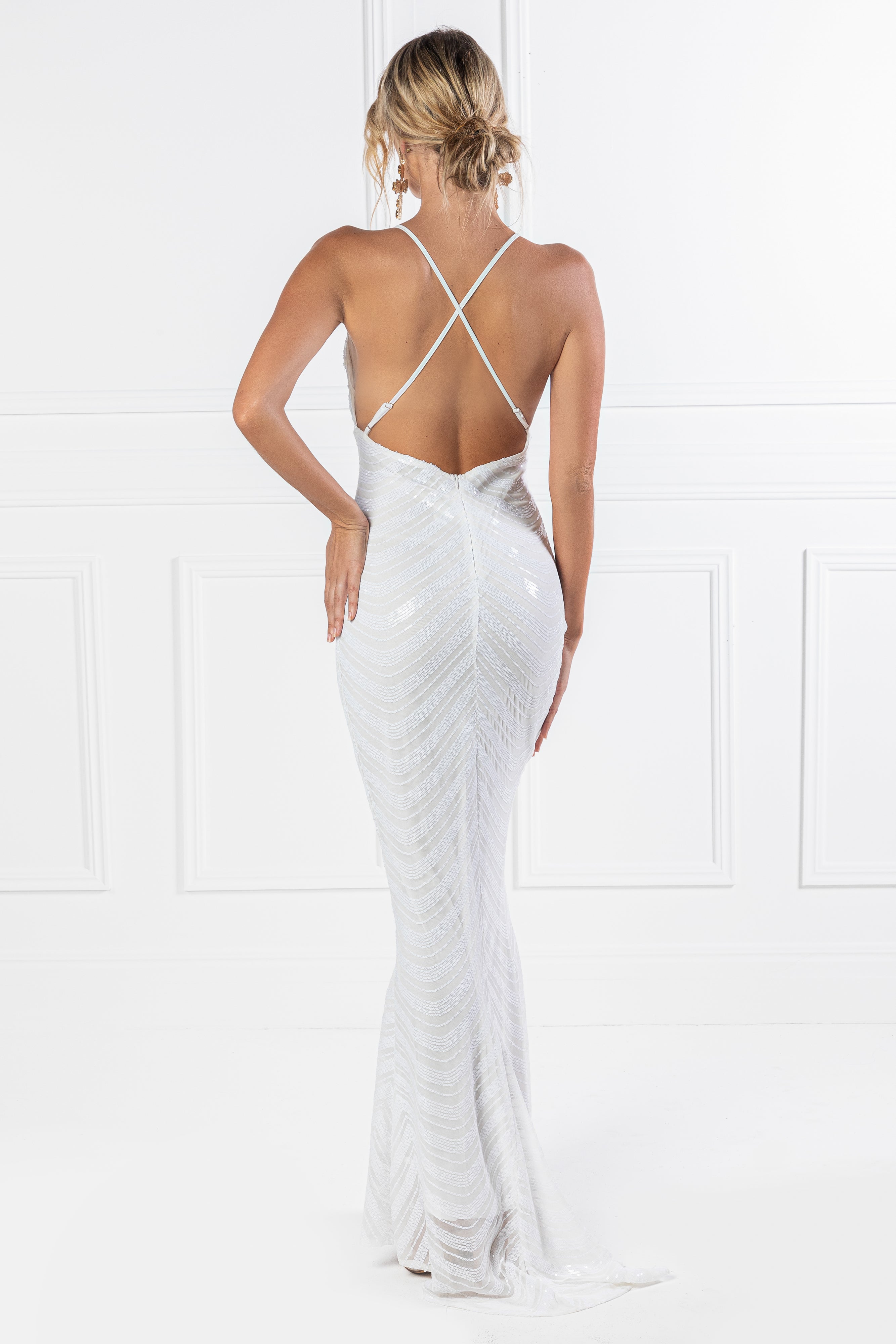Honey Couture HEIDY White Sequin Mermaid Formal Dress {vendor} AfterPay Humm ZipPay LayBuy Sezzle