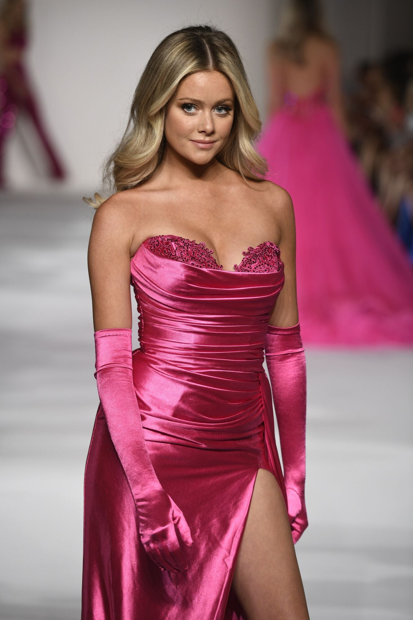 open lace back dress Sherri Hill 55230 Fuchsia Strapless Prom Gown – One Honey