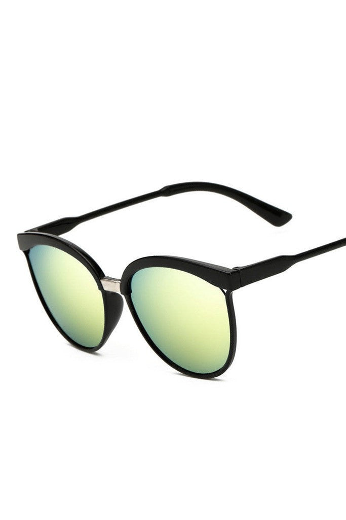Honey Couture MAGGIE Reflective Sunglasses in black frame with round silhouette, designer style from Australian Formal Store.