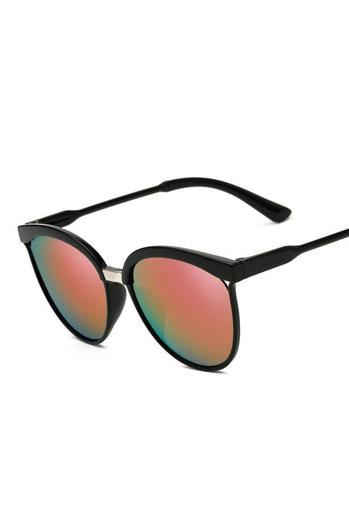 Honey Couture MAGGIE reflective sunglasses with black frame and round lenses, perfect designer accessory from Australian formal store.