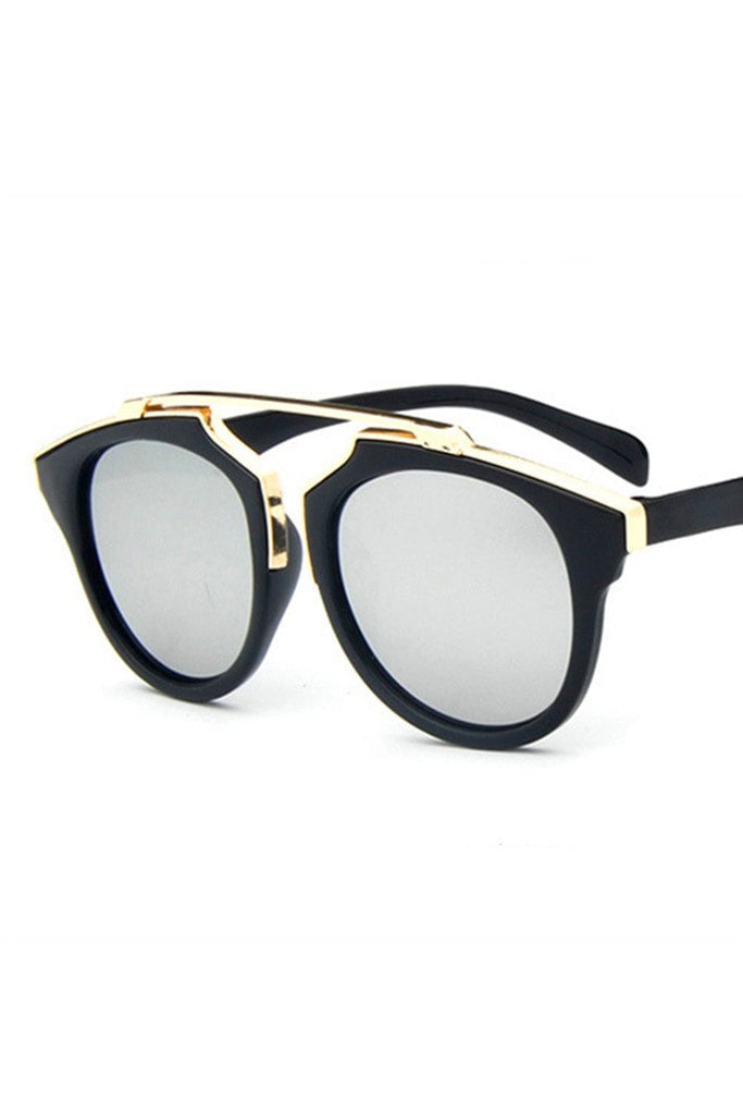 Honey Couture STACEY Gold & Black Frame Silver Reflective Sunglasses Honey Couture Sunglasses$ AfterPay Humm ZipPay LayBuy Sezzle