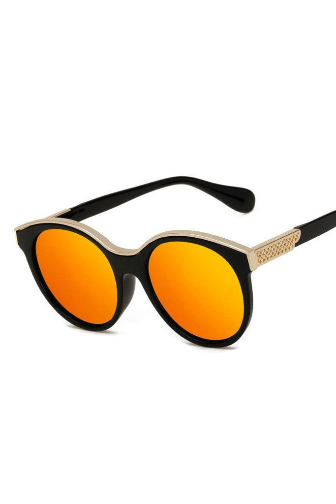 Honey Couture KRIS Black & Gold Frame Orange Reflective Sunglasses Honey Couture Sunglasses$ AfterPay Humm ZipPay LayBuy Sezzle