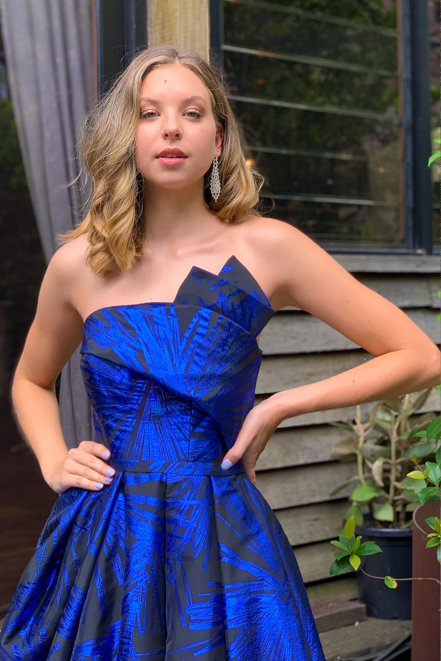 TINA HOLLY COUTURE T0520 Electric Blue Strapless Dress with One Shoulder Effect, Formal Ballgown Brisbane to Gold Coast