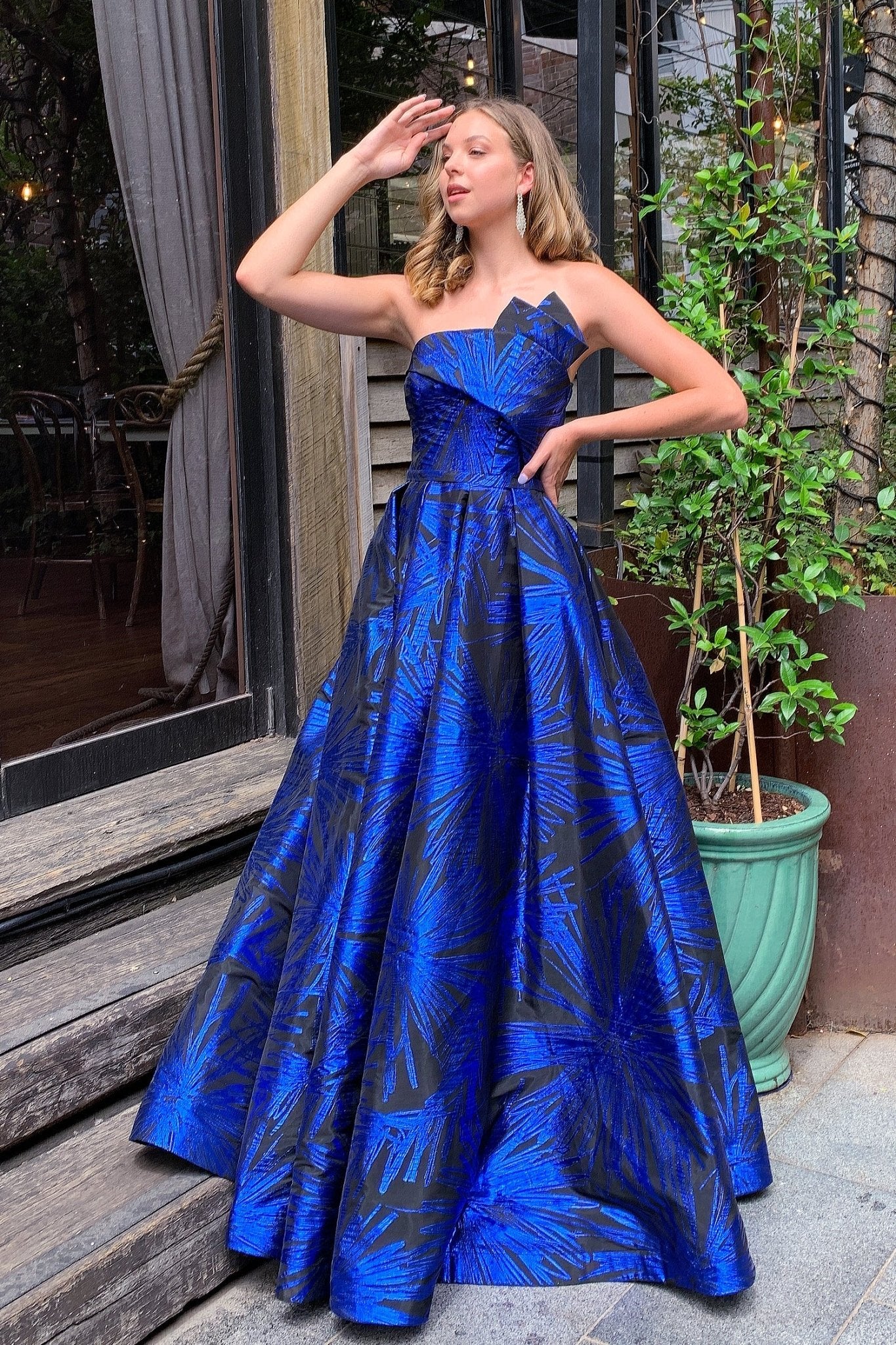 Tina Holly Couture T0520 Electric Blue Strapless Ballgown Formal Dress in Australia | One Honey Boutique