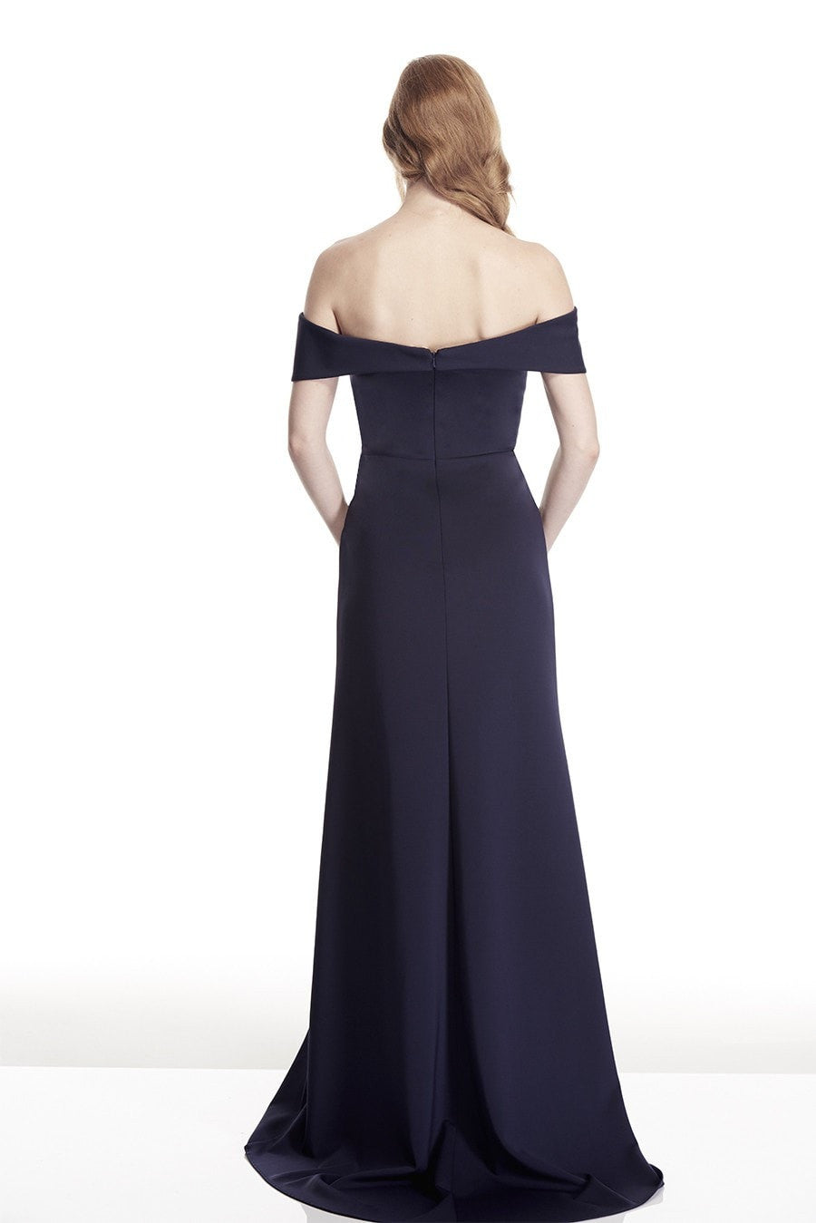 TINA HOLLY COUTURE T17115 Navy Off Shoulder Formal Gown with Long Train, Prom Dress, Brisbane to Gold Coast