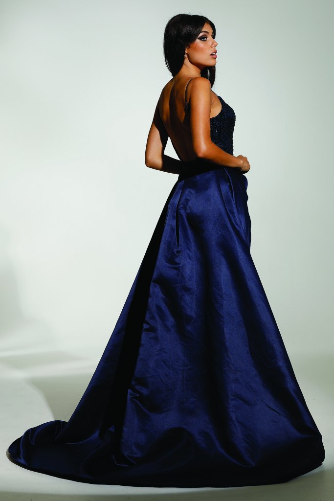 TINA HOLY COUTURE T17128 Navy Blue Sequin Mermaid Gown with Removable Skirt, Perfect Prom Dress, Brisbane to Gold Coast