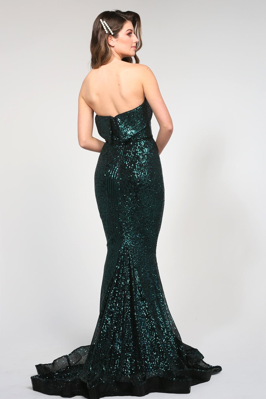 Tina Holly Couture TA361 Emerald Green Sequin Mermaid Formal Dress in Australia | One Honey Boutique