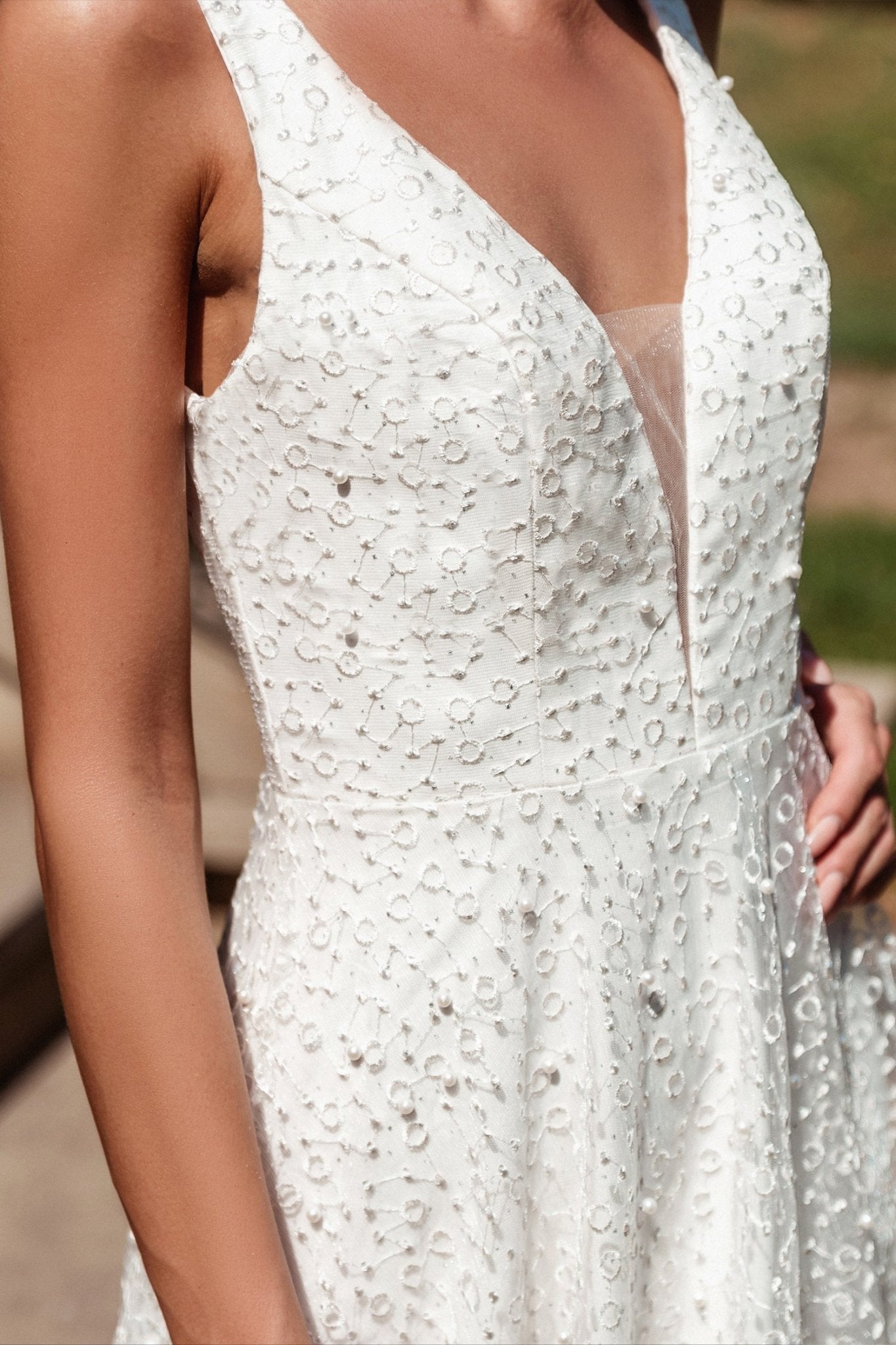 Tina Holly Couture TW027B White Peal Lace A Line Wedding Debutant Dress in Australia | One Honey Boutique