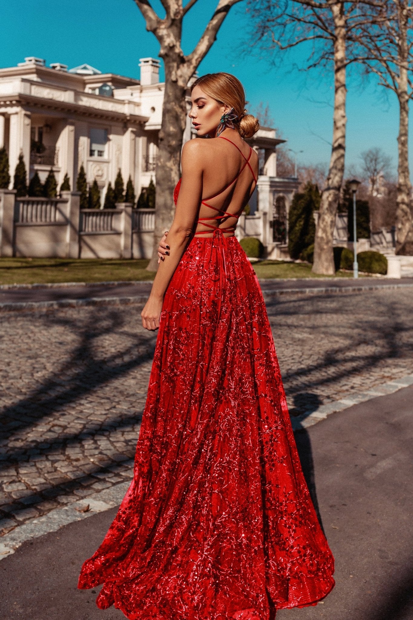 Tina Holly Couture TW030 Red Gala A Line Formal Dress in Australia | One Honey Boutique