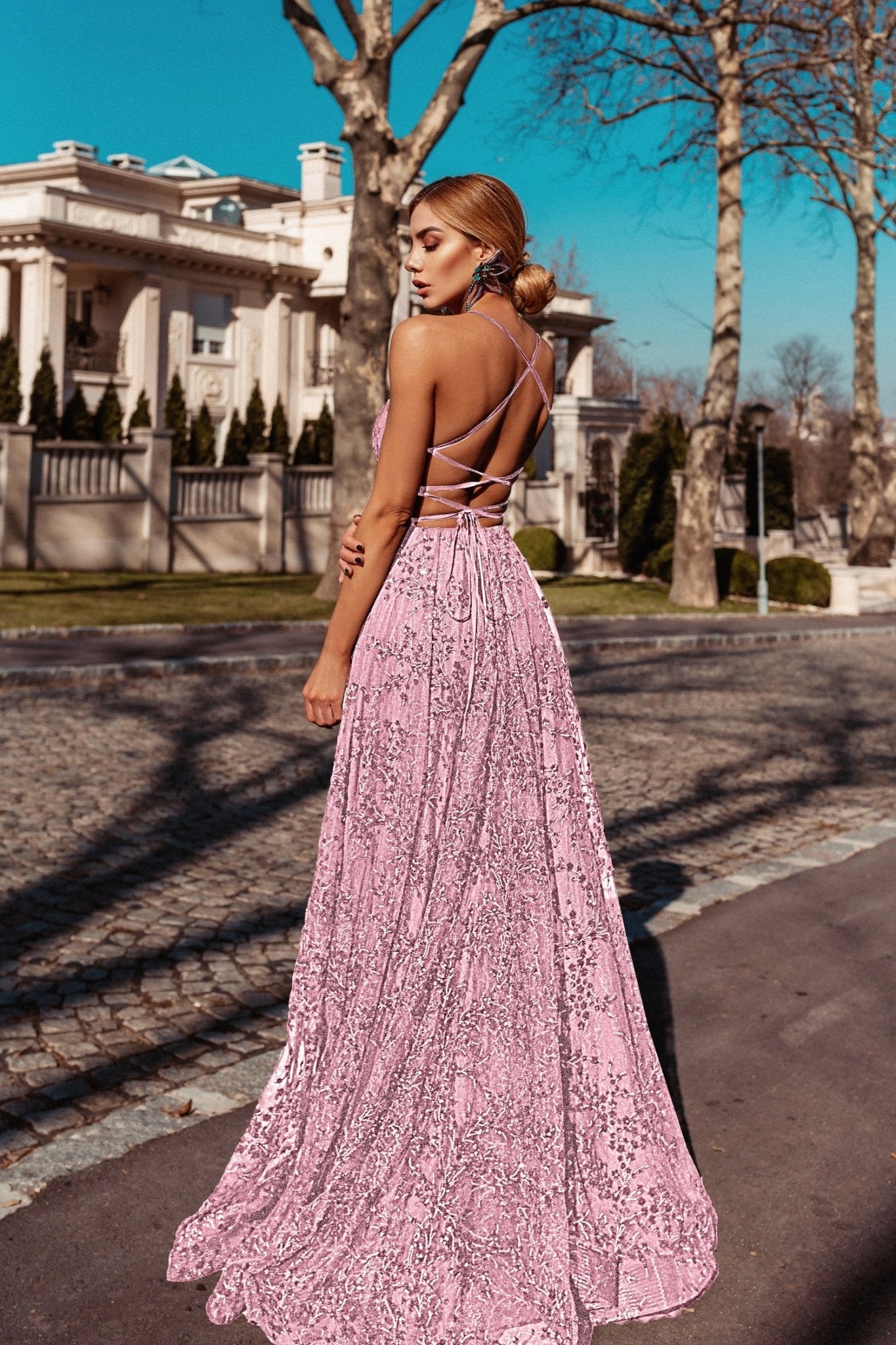 Tina Holly Couture TW030 Tea Rose Pink Gala A Line Formal Dress in Australia | One Honey Boutique