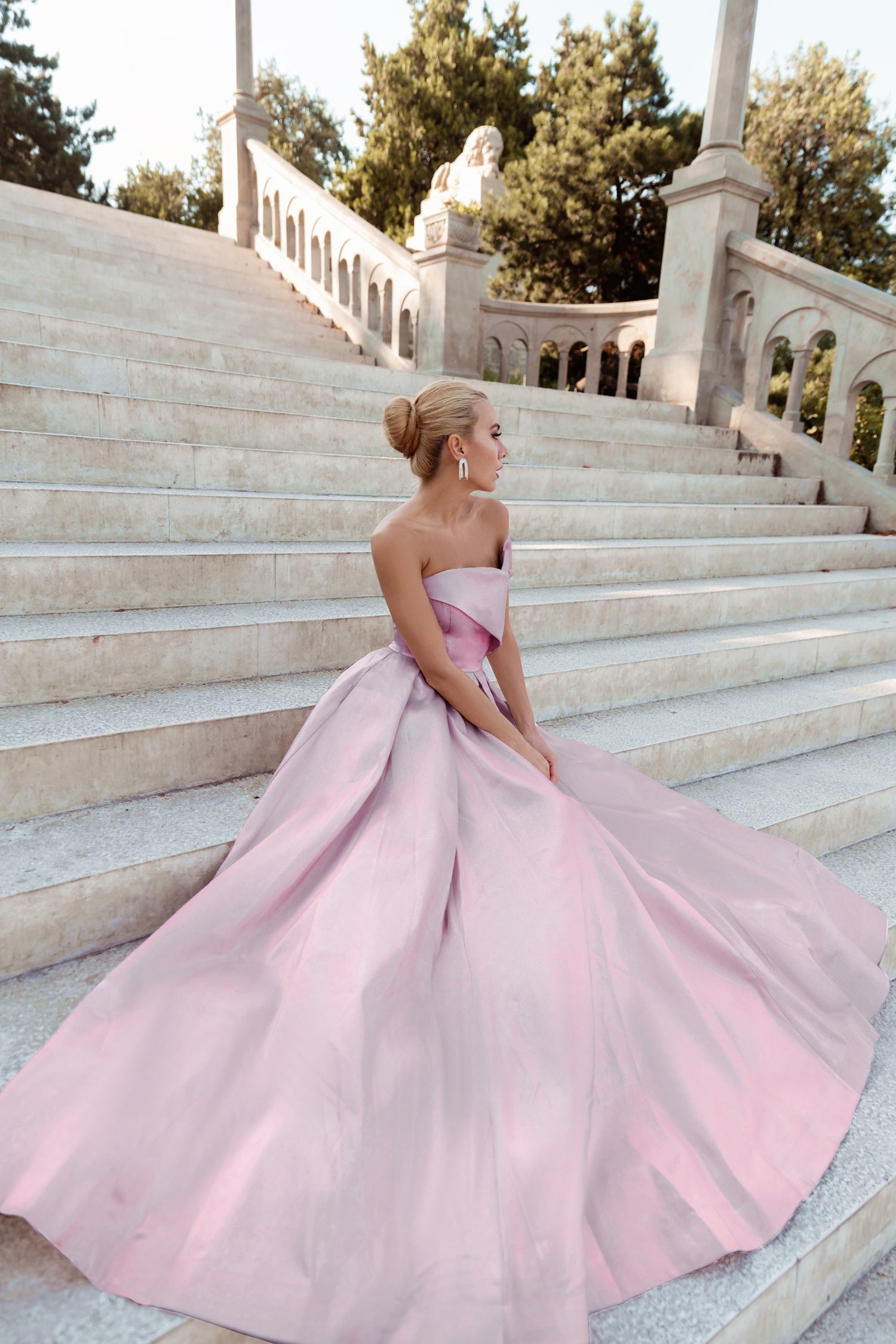 Tina Holly Couture TW071 Pearl Pink Strapless Straight Neck With An A-Line Fit Formal Dress