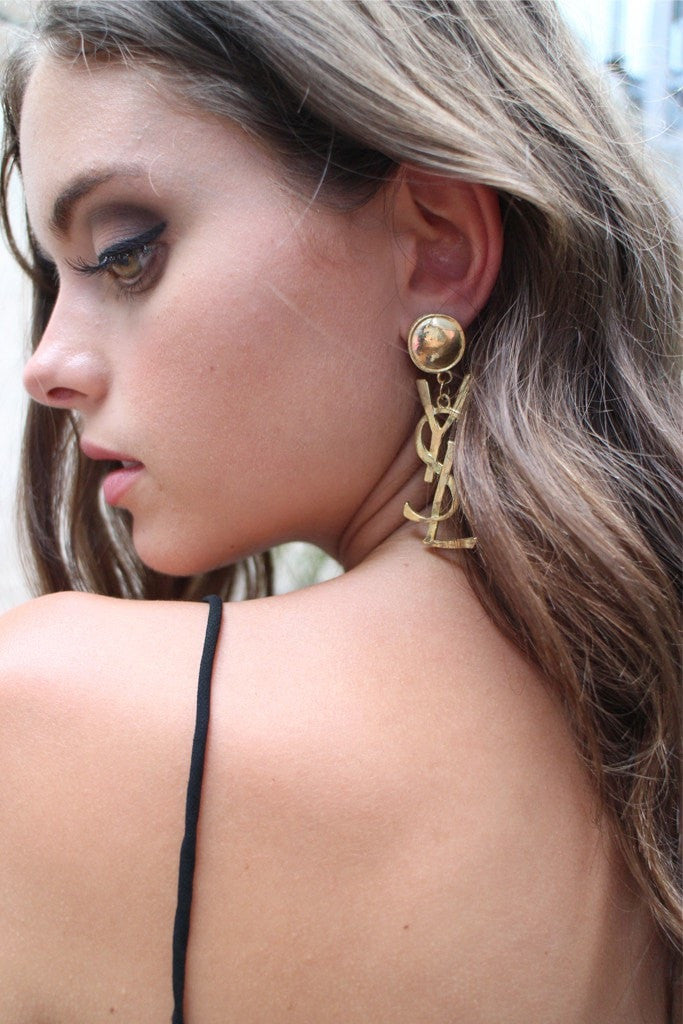 Gold Colour Classic Letter Earrings Large One Honey Boutique$ AfterPay Humm ZipPay LayBuy Sezzle
