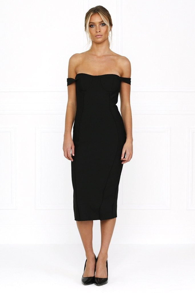 Honey Couture BECKY Black Off Shoulder Bustier Bandage Dress, Australian Designer, Prom Dresses, Evening Gowns, Affordable fashion.