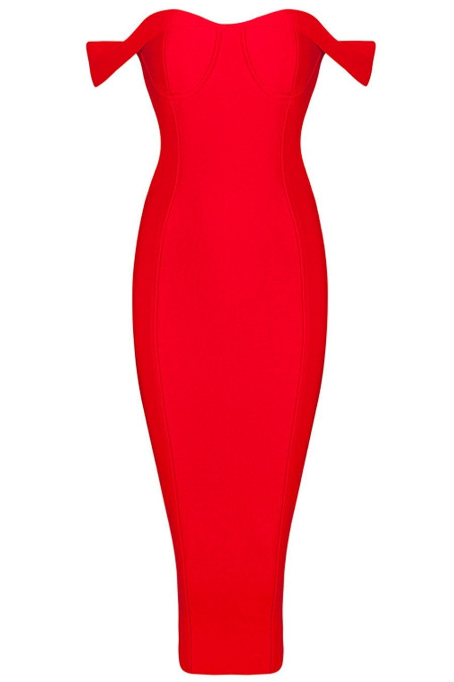 Honey Couture BECKY Red Off Shoulder Bustier Bandage Dress Honey Couture$ AfterPay Humm ZipPay LayBuy Sezzle