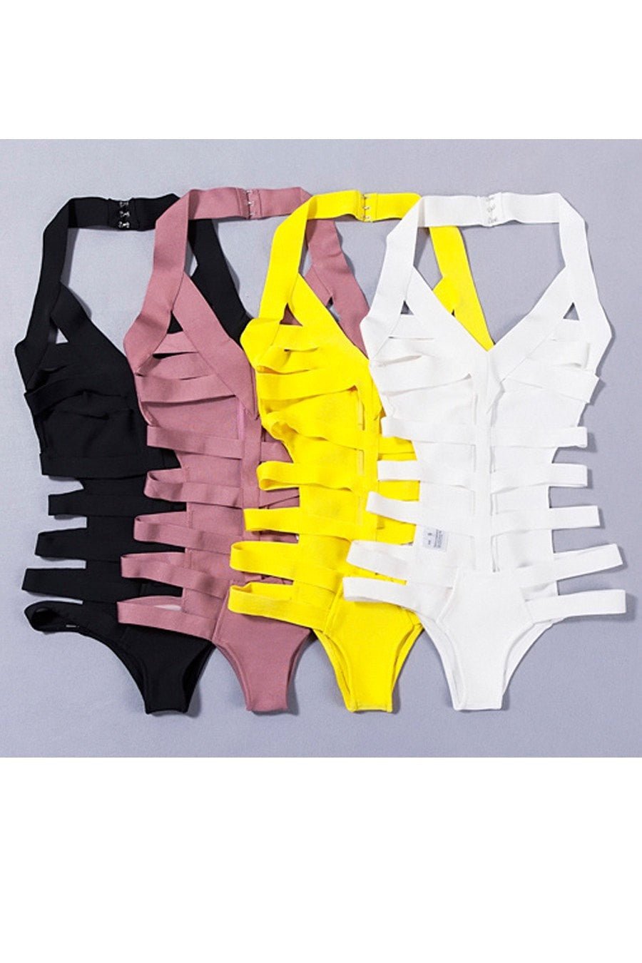 Honey Couture RORY White Bustier Halter Monokini Swimwear in Australia | One Honey Boutique