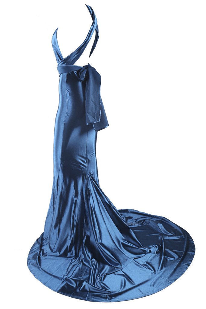 Honey Couture BLOSSUM Blue Evening Gown, Australian Designer Prom Dress, Affordable Satin Formal Wear, Elegant Celebrity Style