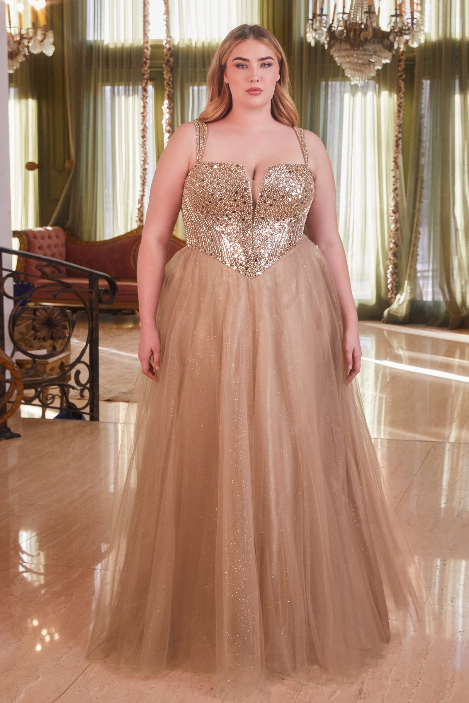 FEMME Curves LEIA Plus Size Tulle A Line Prom & Formal Dress