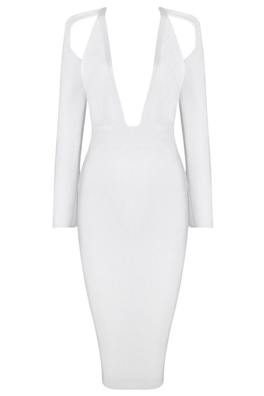 Honey Couture KENDRA White Deep V Bandage Dress in Australia | One Honey Boutique