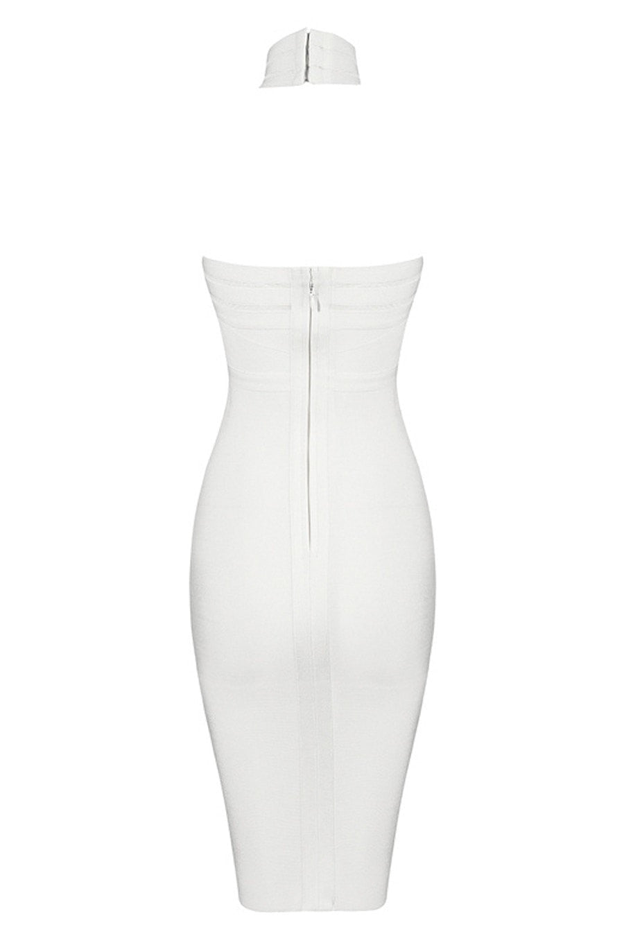 Honey Couture KRISTY White Halterneck Mesh Bandage Midi Dress in Australia | One Honey Boutique