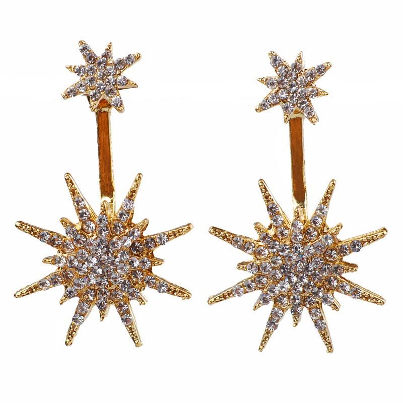 Honey Couture Gold Starburst Diamante Drop Earrings Honey Couture Jewellery$ AfterPay Humm ZipPay LayBuy Sezzle