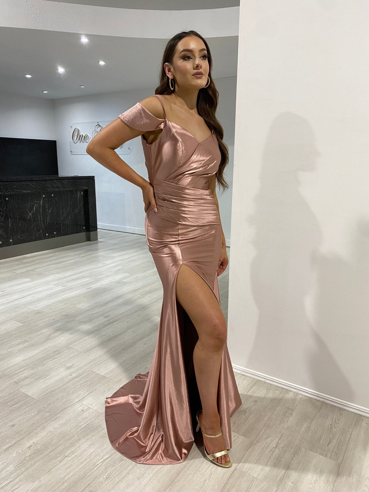 ROMY Silky Off Shoulder Mermaid Prom Formal Dress in Australia | One Honey Boutique