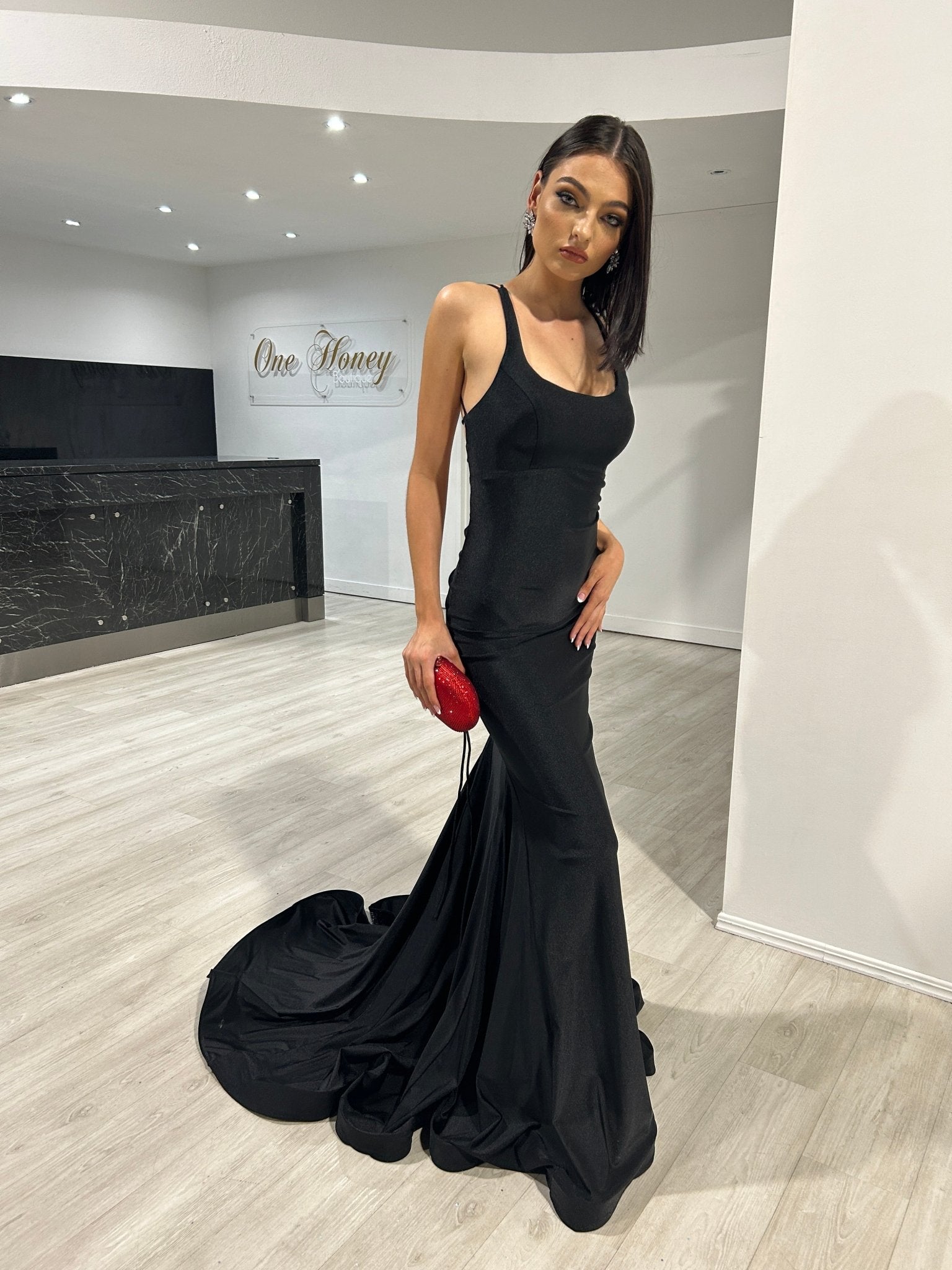 JAYLA Lace Up Back Mermaid Formal Gown in Australia | One Honey Boutique