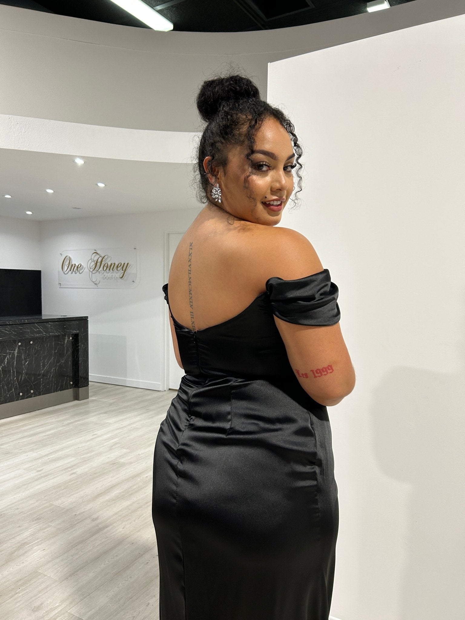 CECE Curve Satin Off The Shoulder Corset Bustier Bridesmaid Formal Dress in Australia | One Honey Boutique