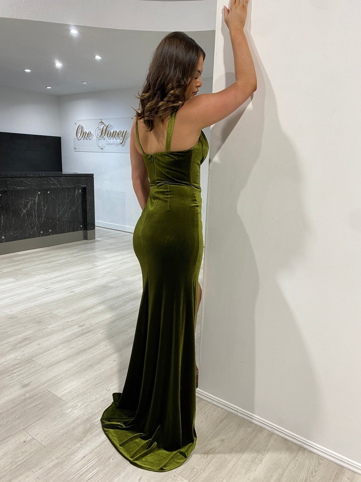 HARLEY Bustier Velour Corset Mermaid Formal Dress in Australia | One Honey Boutique