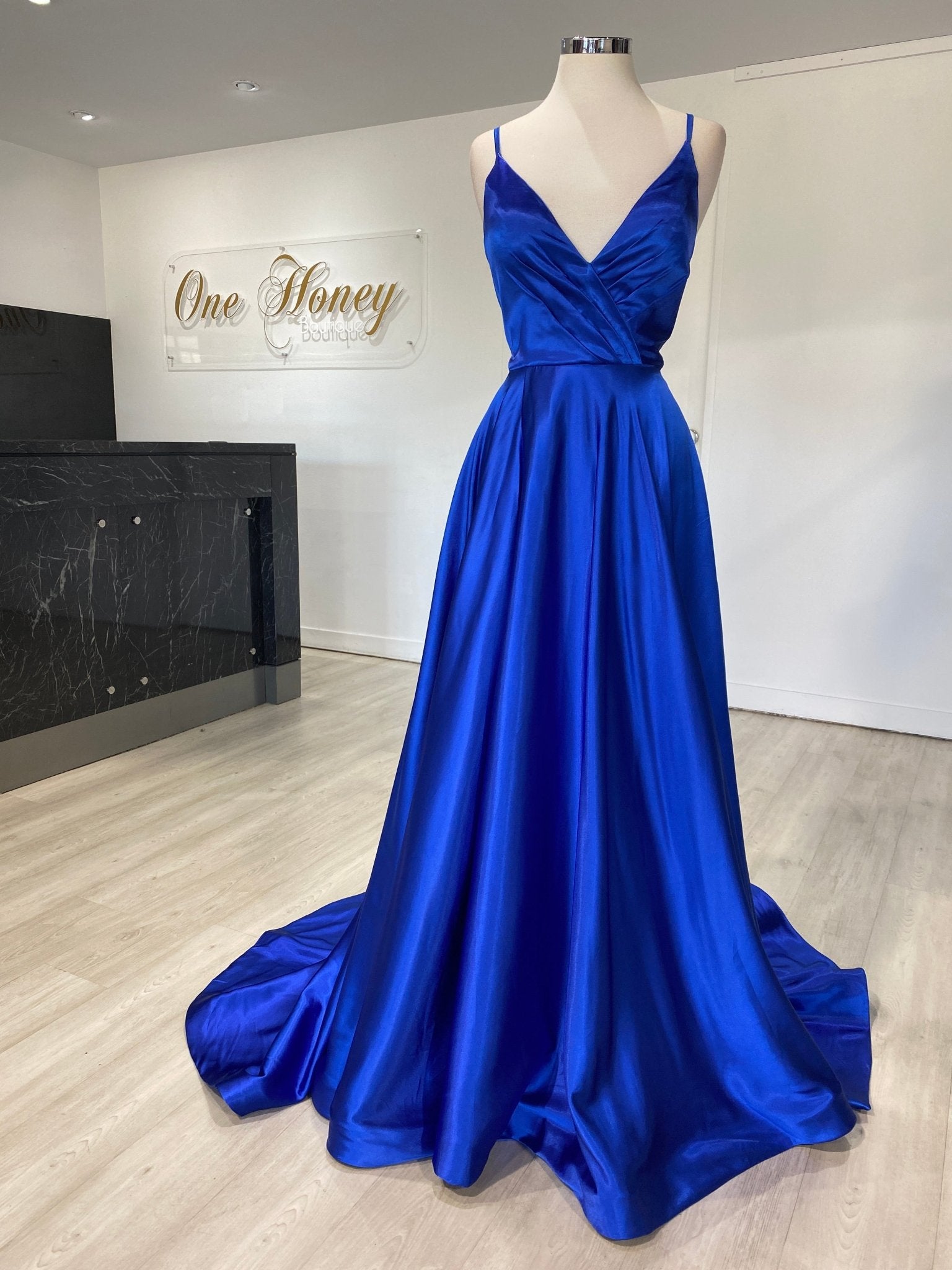 Honey Couture TAHLIA Satin Full Skirt Formal Dress in Australia | One Honey Boutique