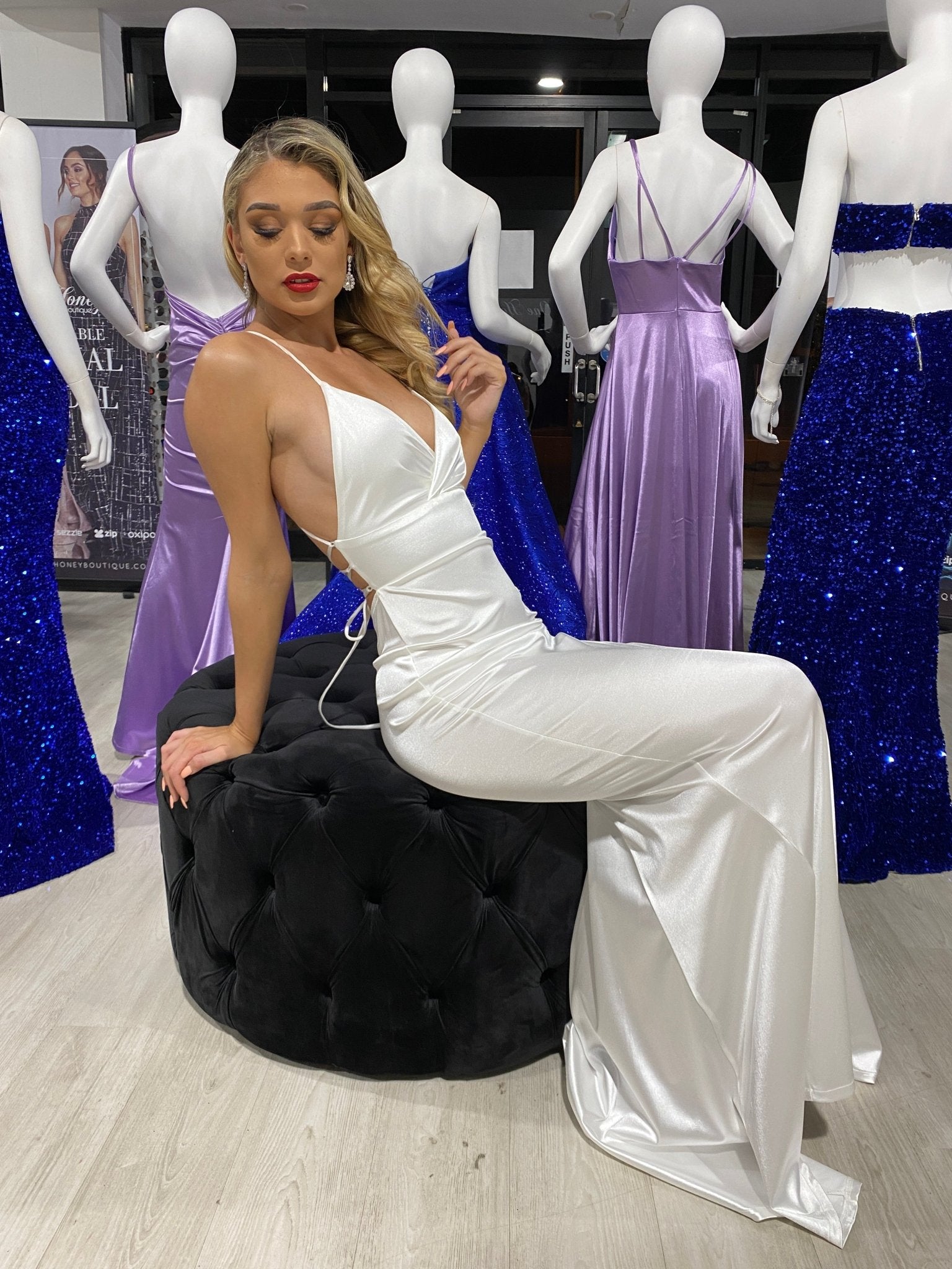 Honey Couture RIKKI White Open Lace Up Back Formal Dress in Australia | One Honey Boutique