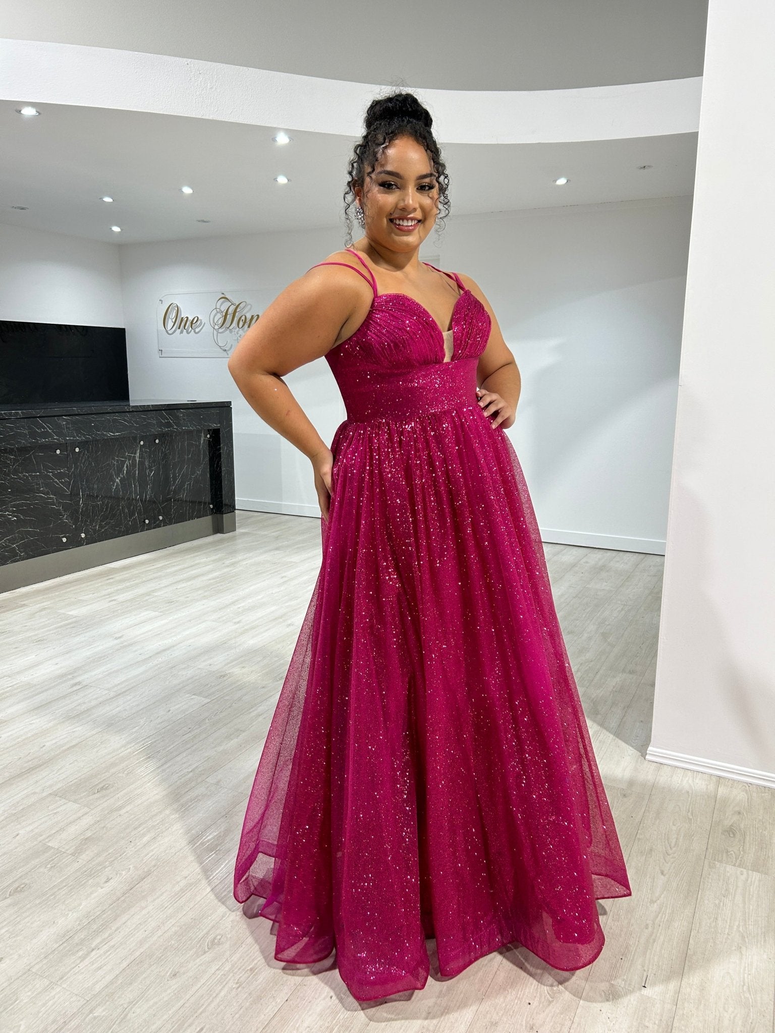 CARMERON Glitter Ball Gown Corset Lace Up Formal Dress in Australia | One Honey Boutique