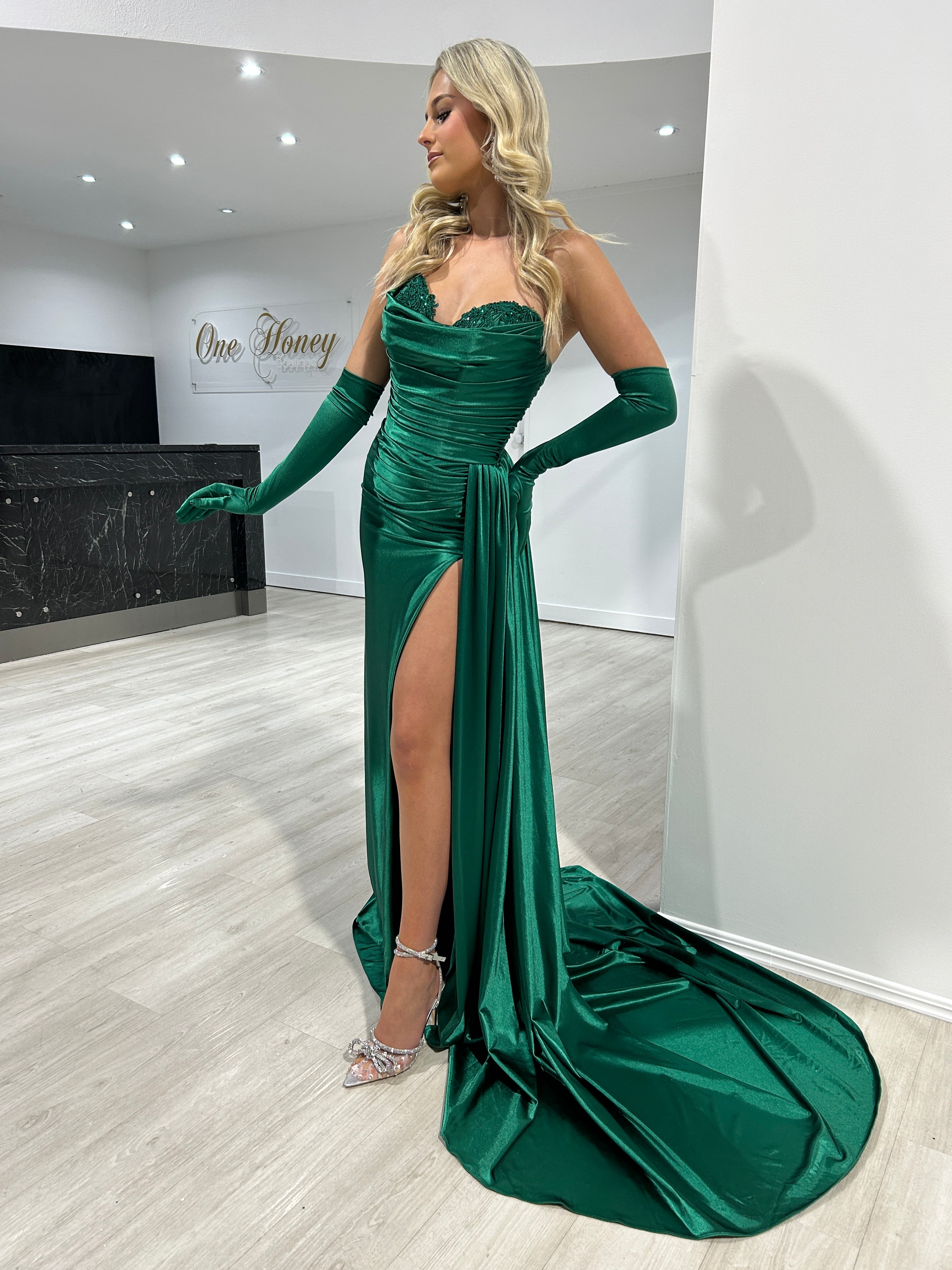 Sherri Hill 55230 Dark Emerald Strapless Mermaid Prom Dress - School Formal Gown - Australian Stockist - Designer Formal Wear