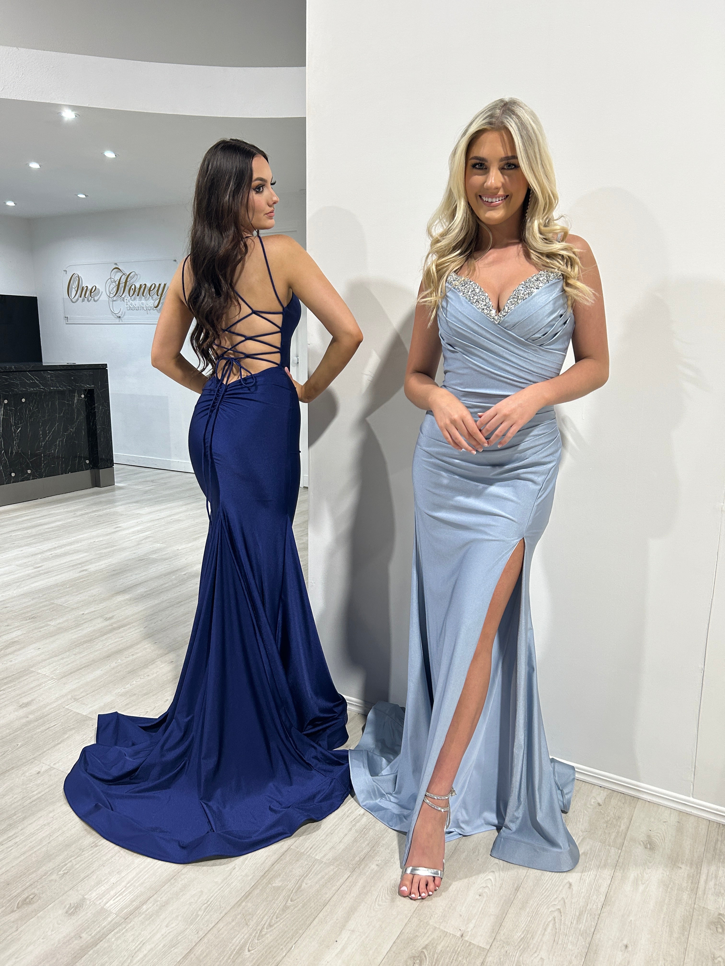 JAYLA Lace Up Back Mermaid Formal Gown featuring scoop neckline and lace-up back, perfect evening gown. Brisbane to Gold Coast, Australia.