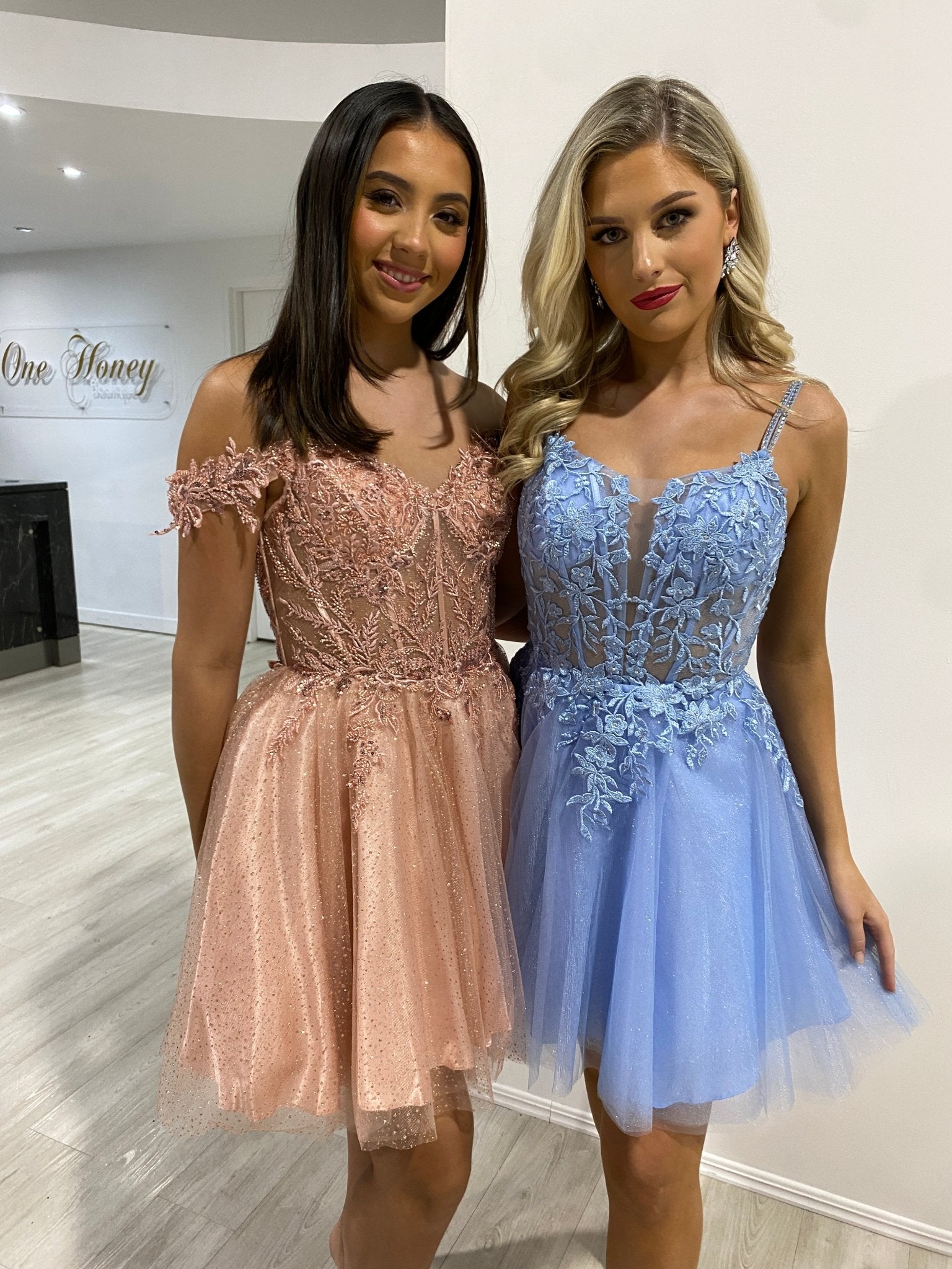NICOLETTE Off the Shoulder Beaded Tulle Frilly Party Dress in Australia | One Honey Boutique