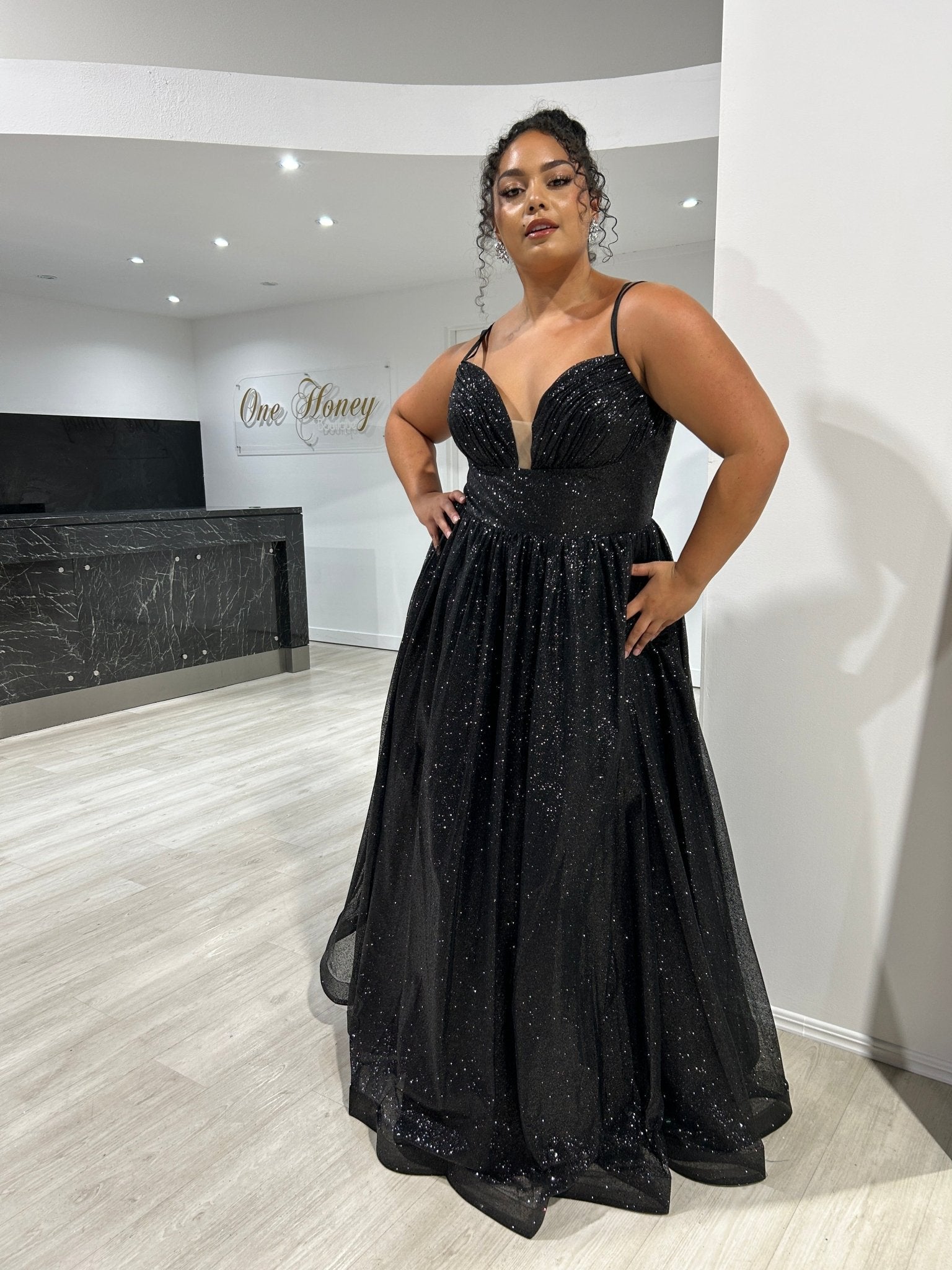 CARMERON Glitter Ball Gown Corset Lace Up Formal Dress in Australia | One Honey Boutique