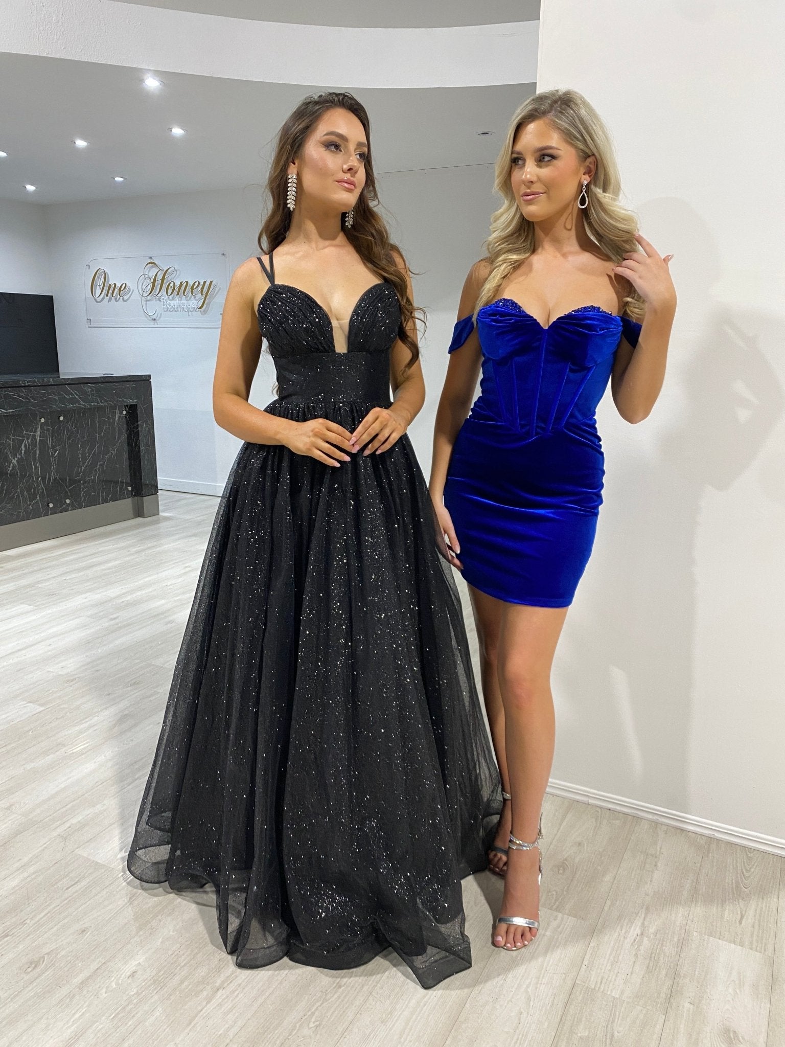 CARMERON Glitter Ball Gown Corset Lace Up Formal Dress in Australia | One Honey Boutique