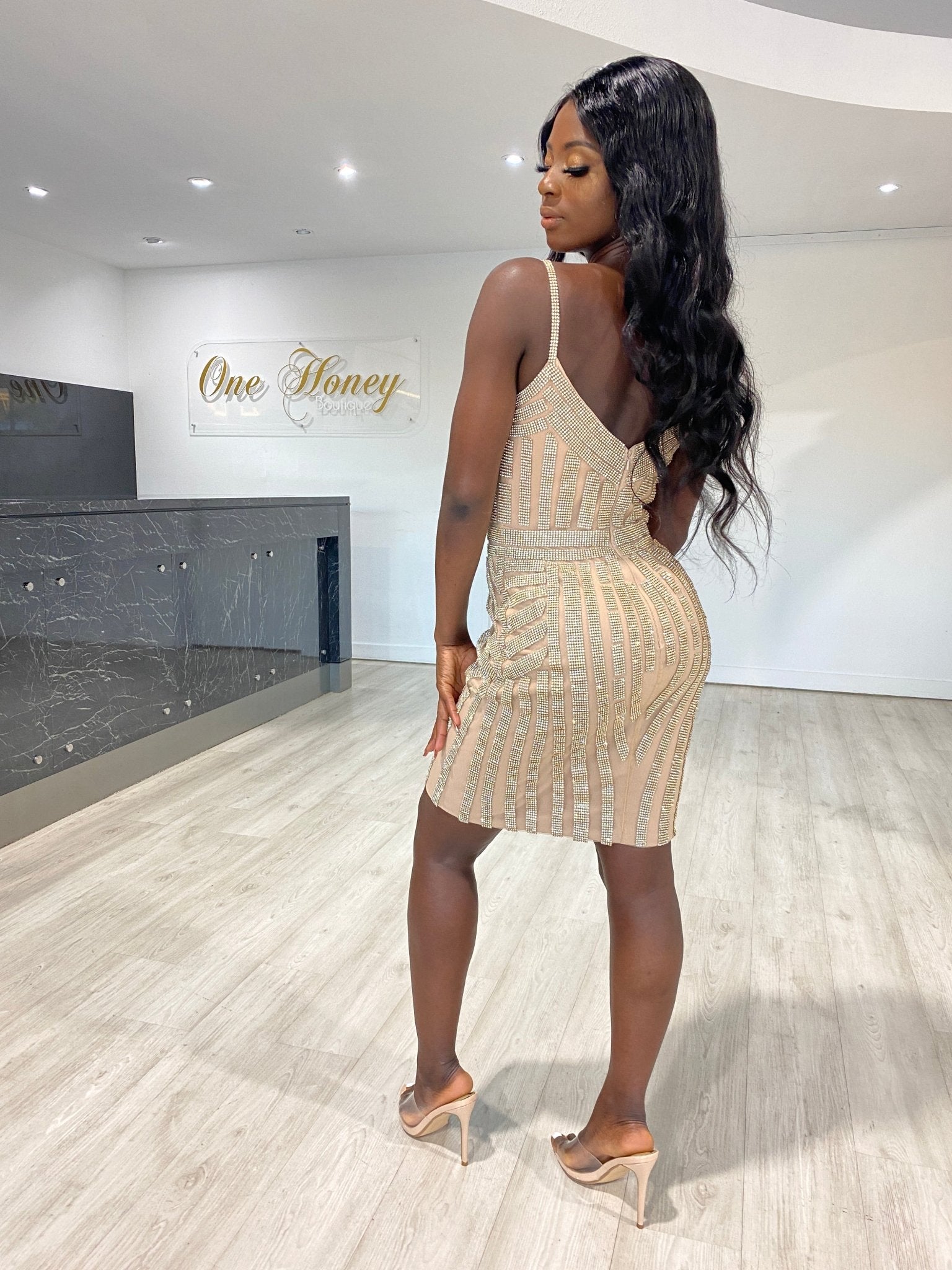 Honey Couture DIAMONDS Gold Sequin Mini Dress in Australia | One Honey Boutique