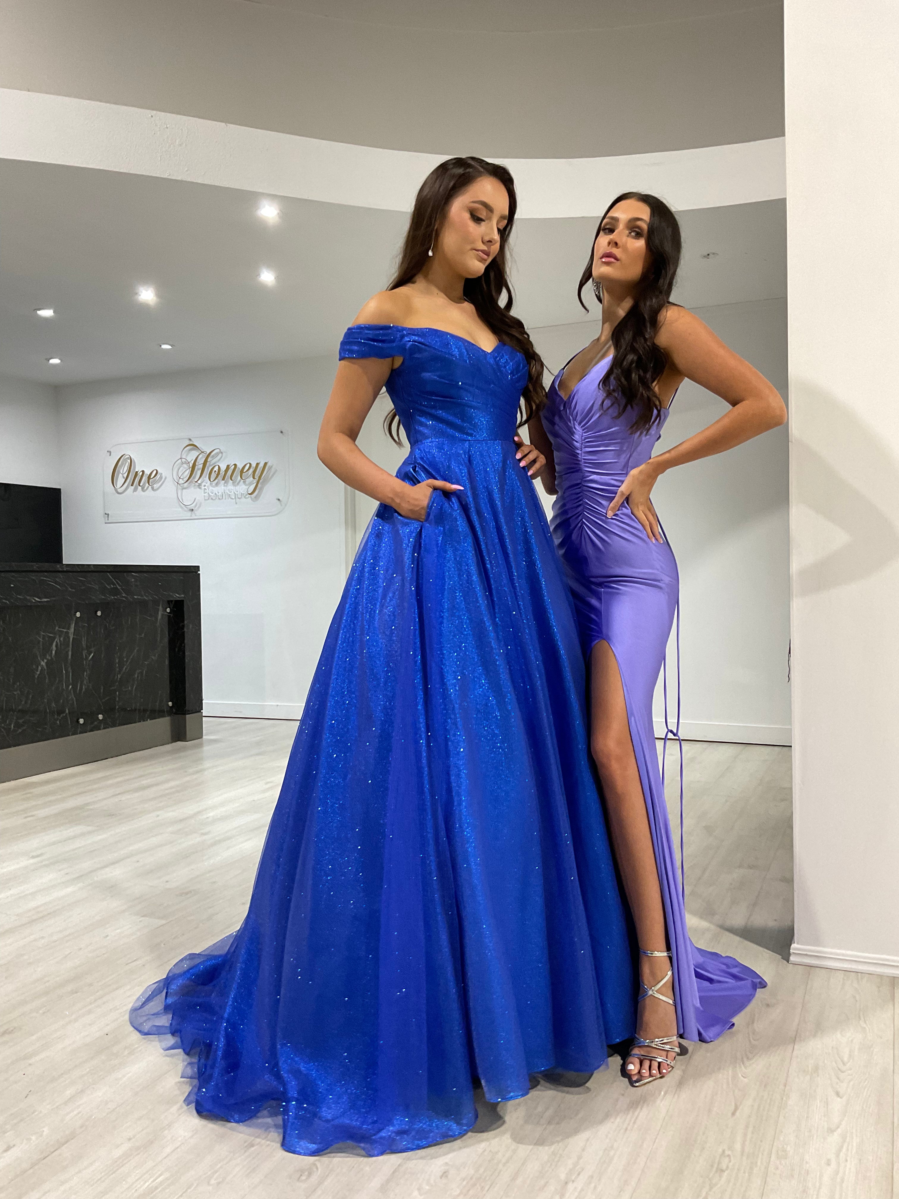 ARIANA Shimmer Off Shoulder Ballgown Formal Dress