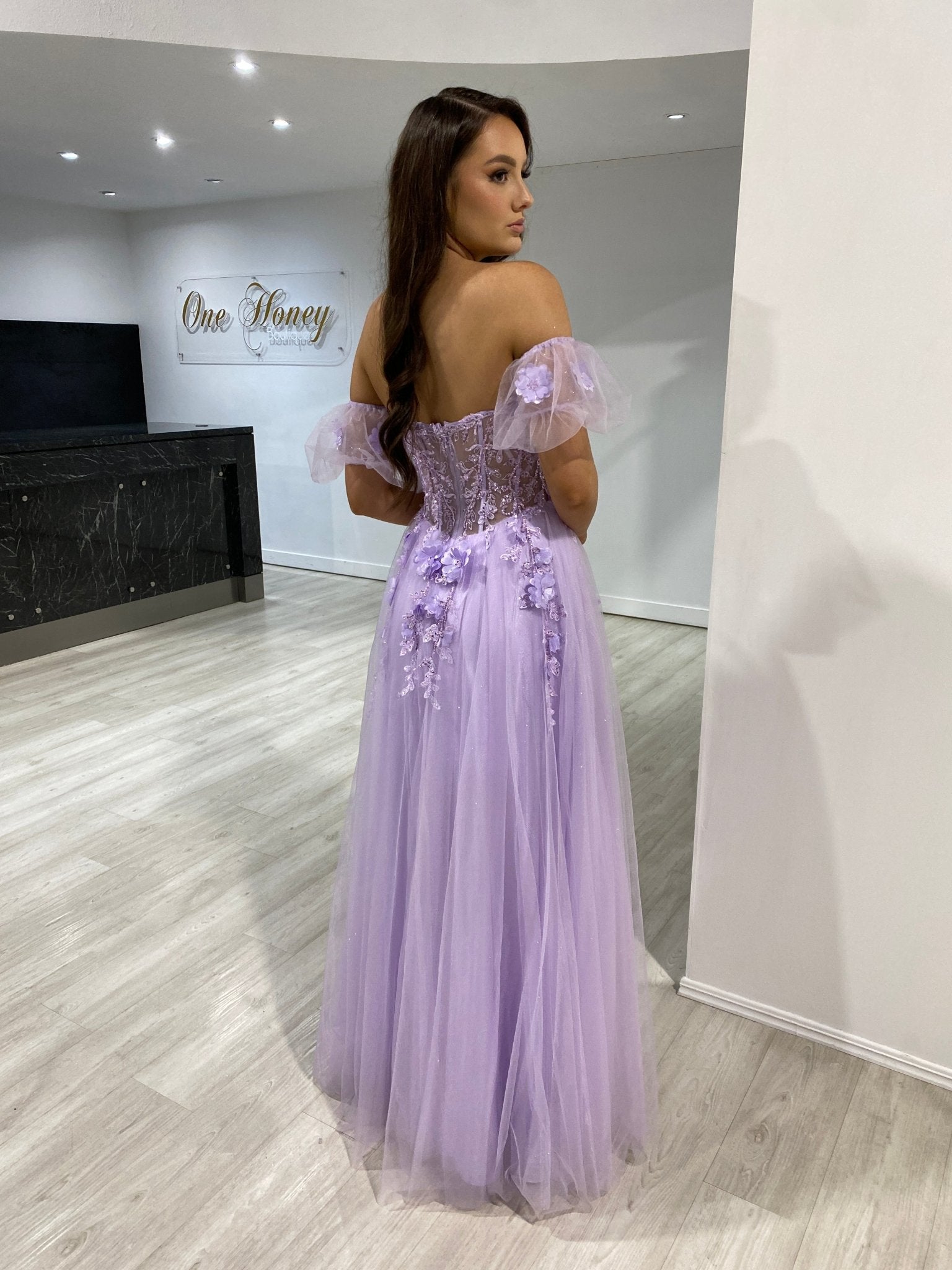 BLOOM Bustier Lace Applique Romantic Tulle Formal Dress in Australia | One Honey Boutique