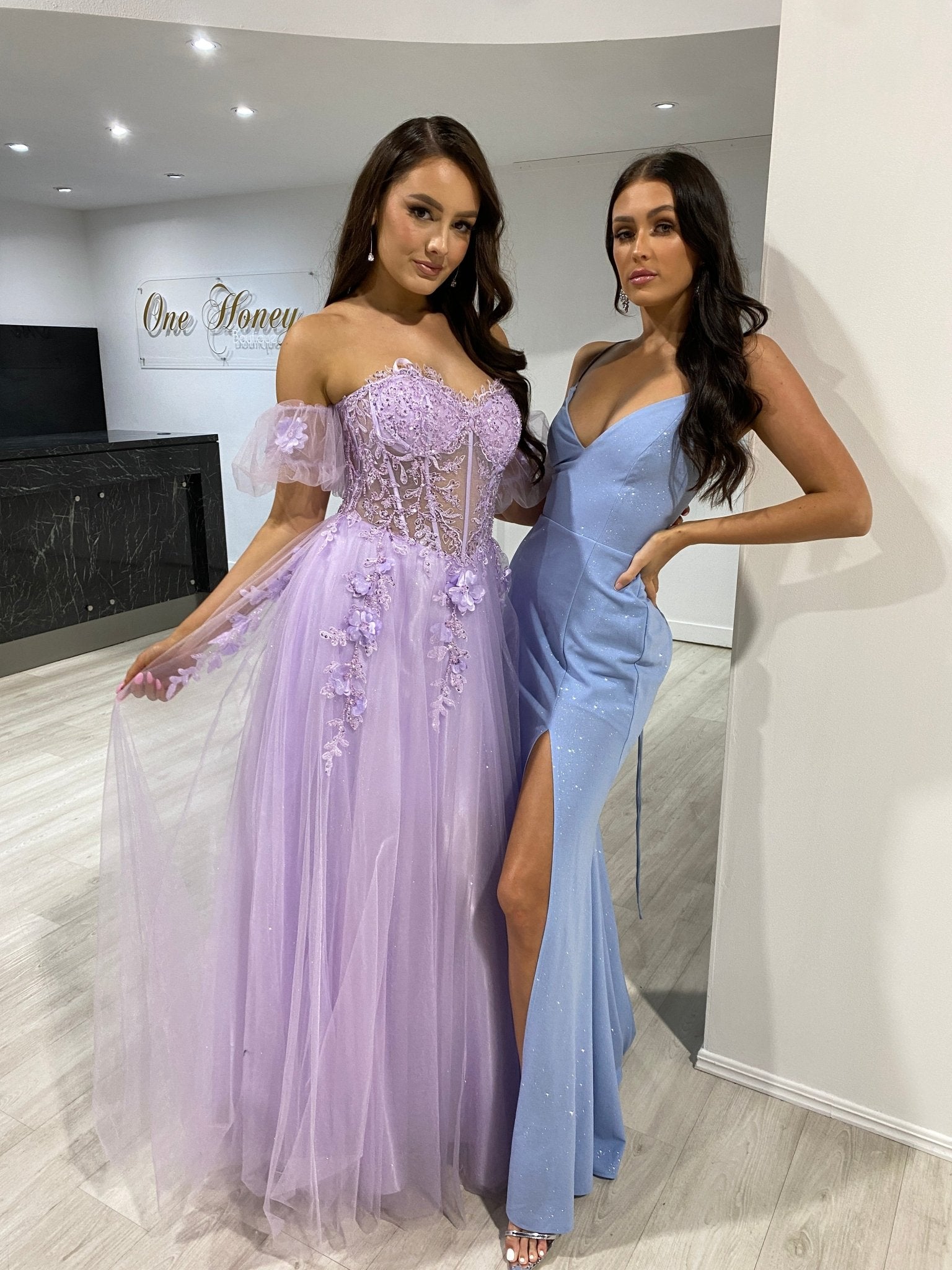 Honey Couture ANJALI Baby Blue Crystal Feature Mermaid Formal Gown in Australia | One Honey Boutique