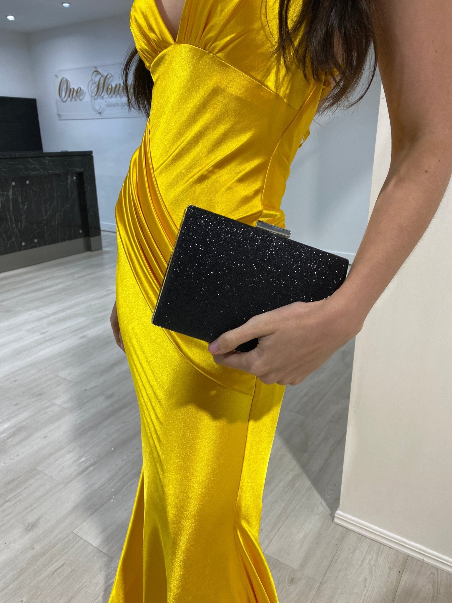 Honey Couture MADEMOISELLE Glitter Box Clutch Bag in Australia | One Honey Boutique