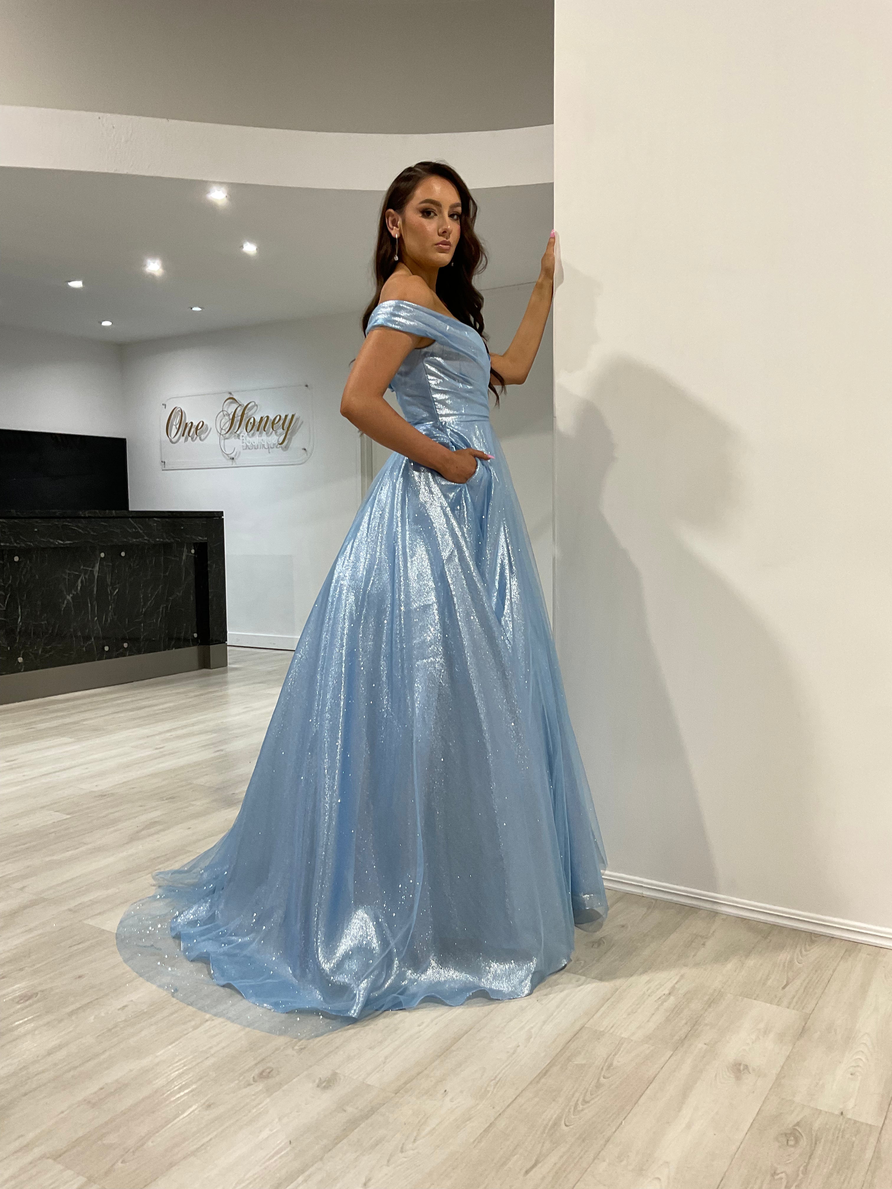 ARIANA Shimmer Off Shoulder Ballgown Formal Dress