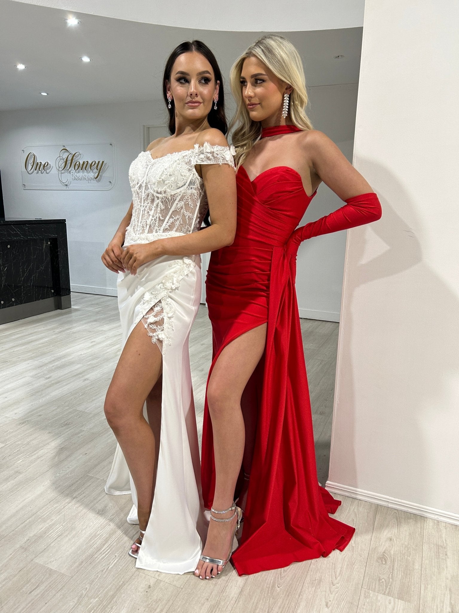 TWYLA Strapless Silky Mermaid Formal Dress with Gloves in Australia | One Honey Boutique