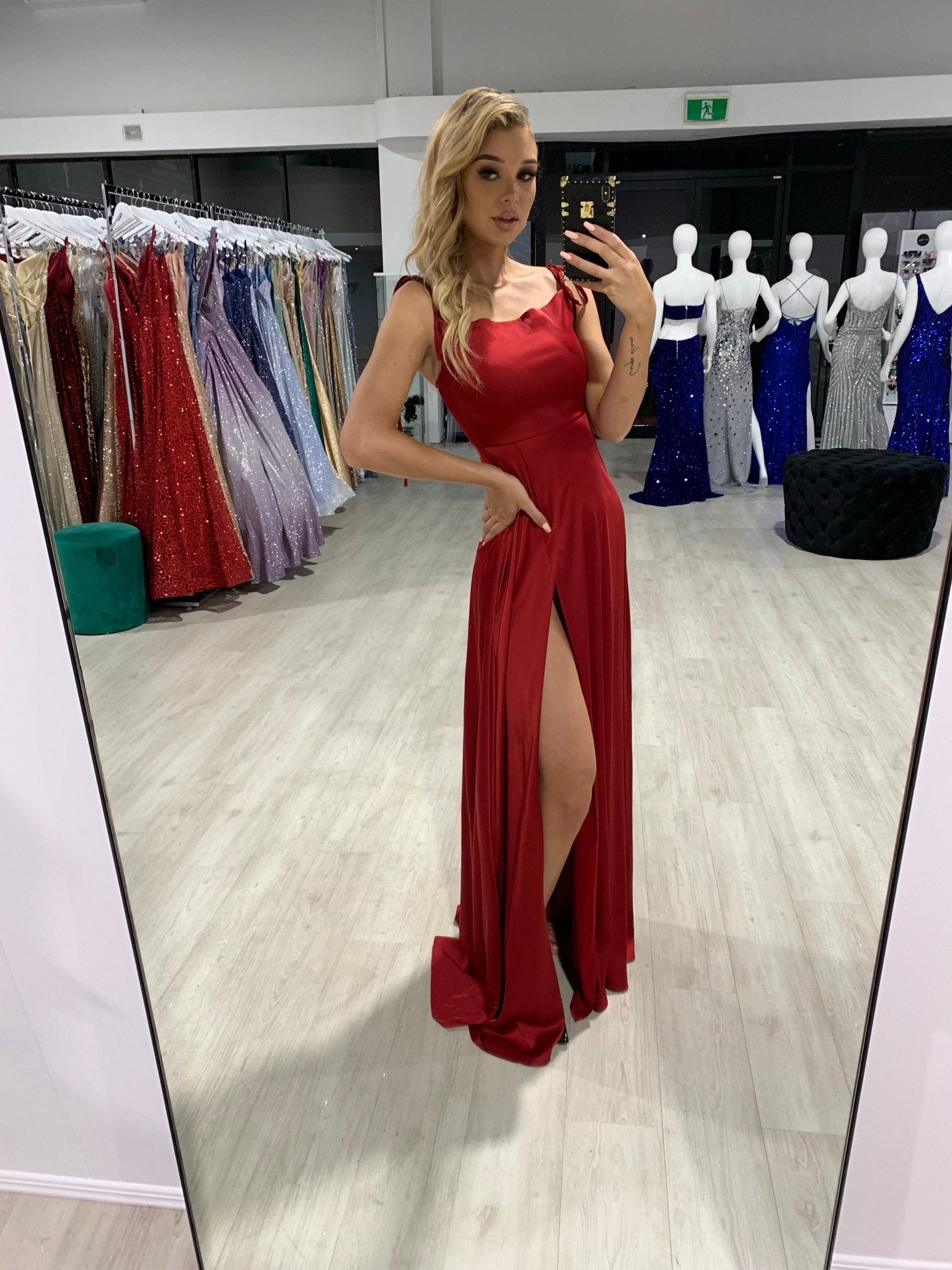 Honey Couture XENIA Burgundy Tie Up Formal Bridesmaid Dress in Australia | One Honey Boutique