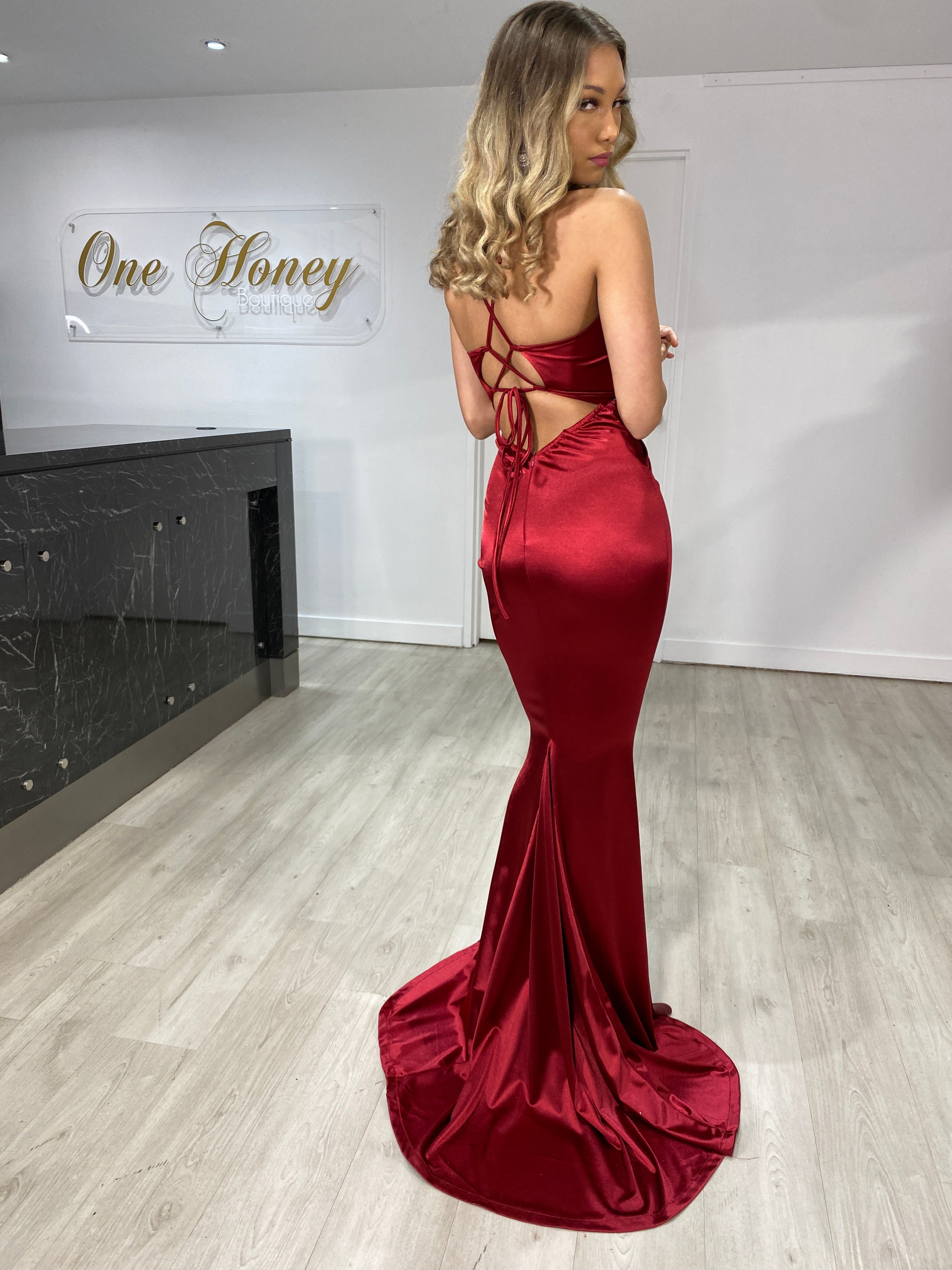 Honey Couture JUSTICE Open Back Mermaid Prom Dress