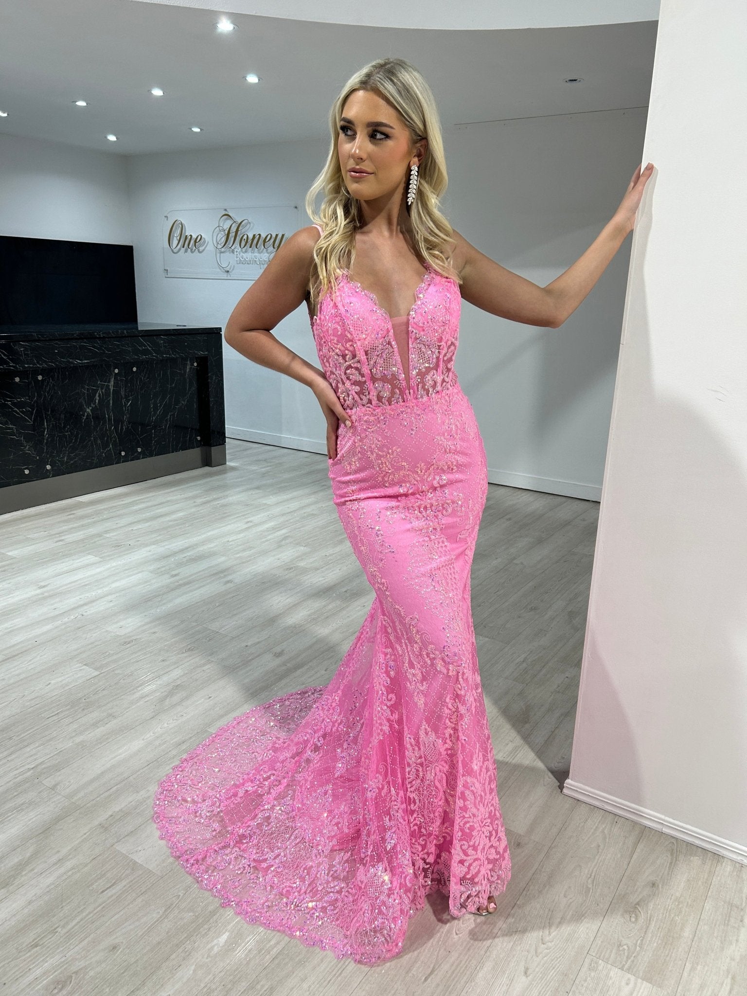 PETRA Glitter V Front Corset Mermaid Formal Gown Dress in Australia | One Honey Boutique