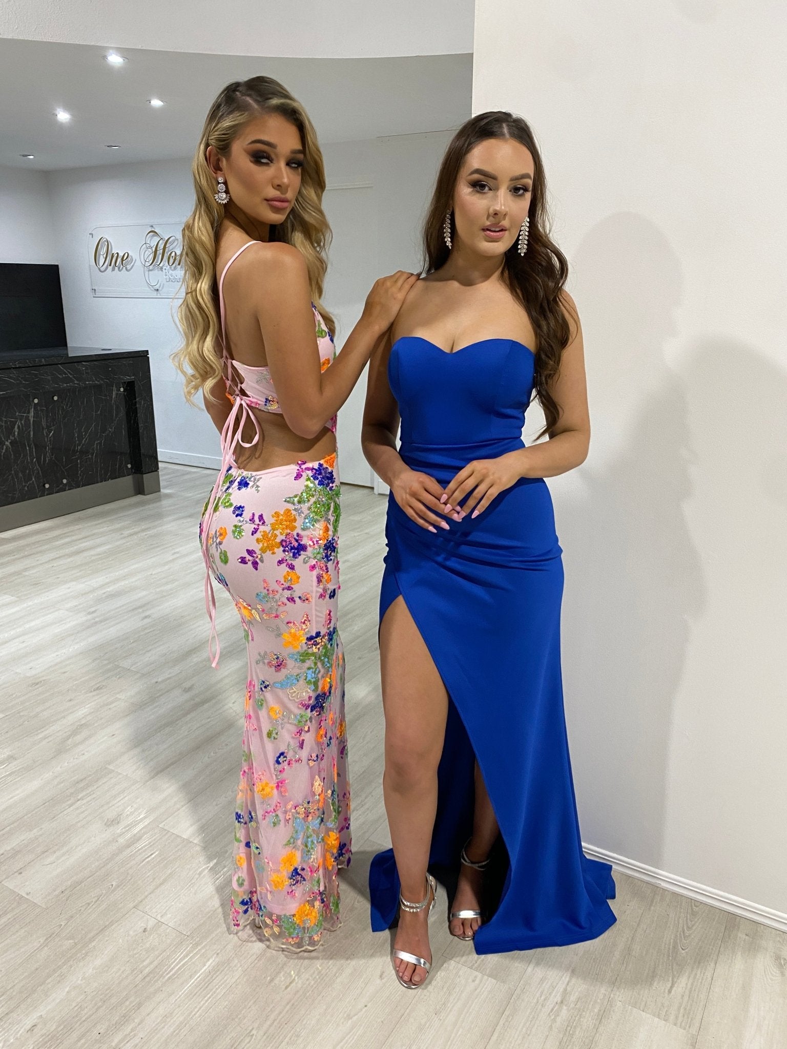 Honey Couture CYNTHIA Blue Silky Bustier Strapless Mermaid Formal Dress in Australia | One Honey Boutique