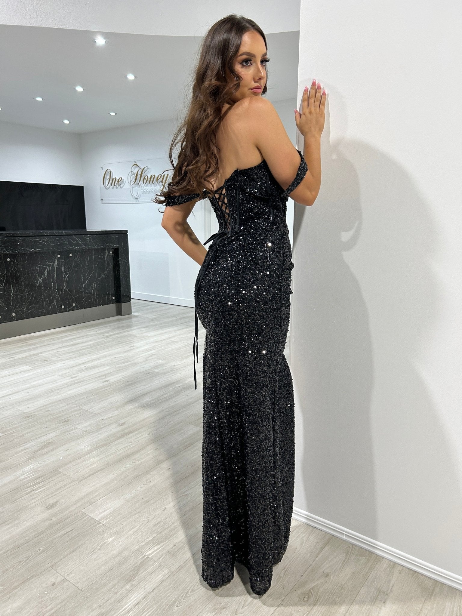 RAVEN Sequin Beaded Strapless Mermaid Formal Dress in Australia | One Honey Boutique