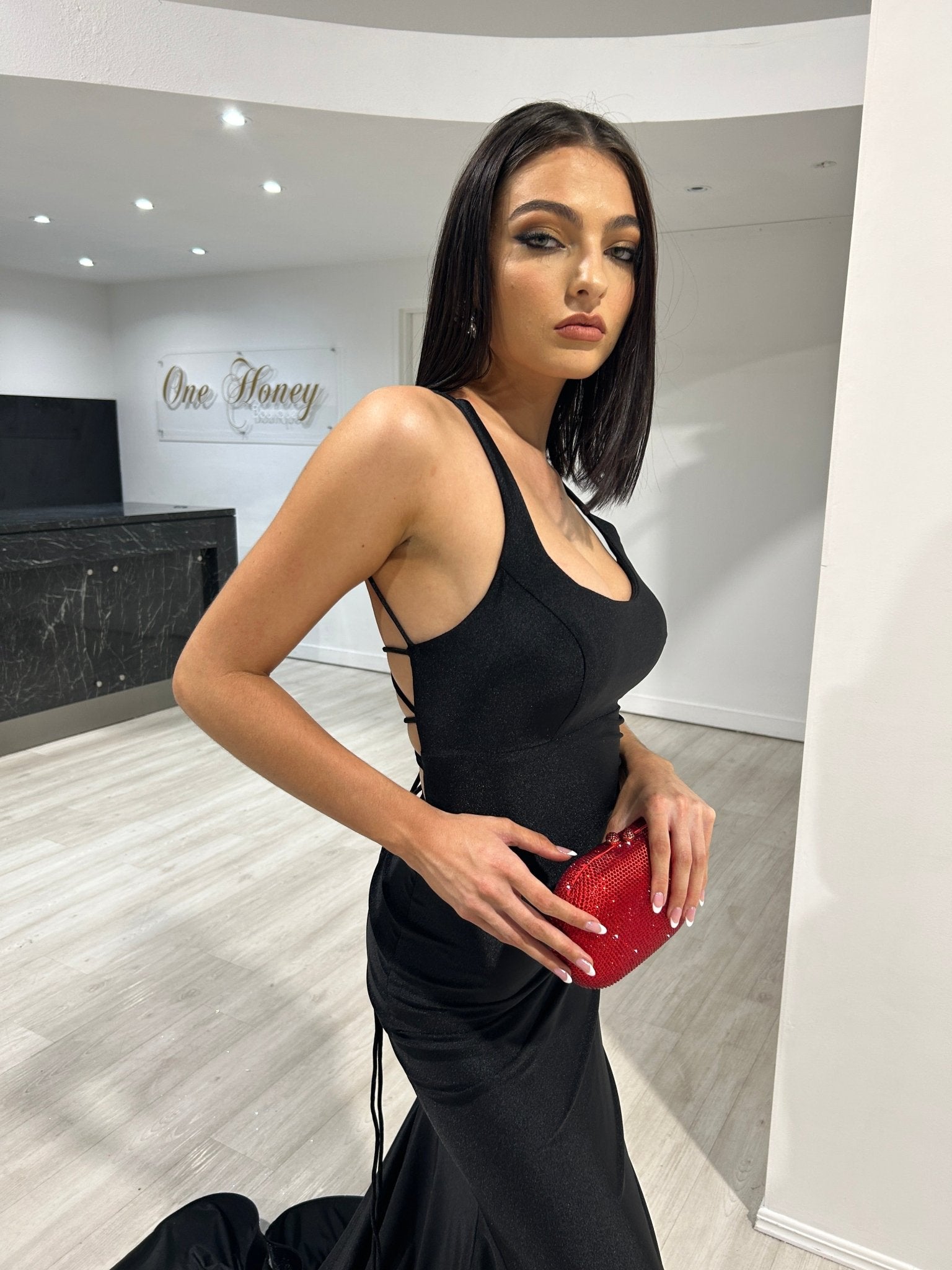 JAYLA Lace Up Back Mermaid Formal Gown in Australia | One Honey Boutique