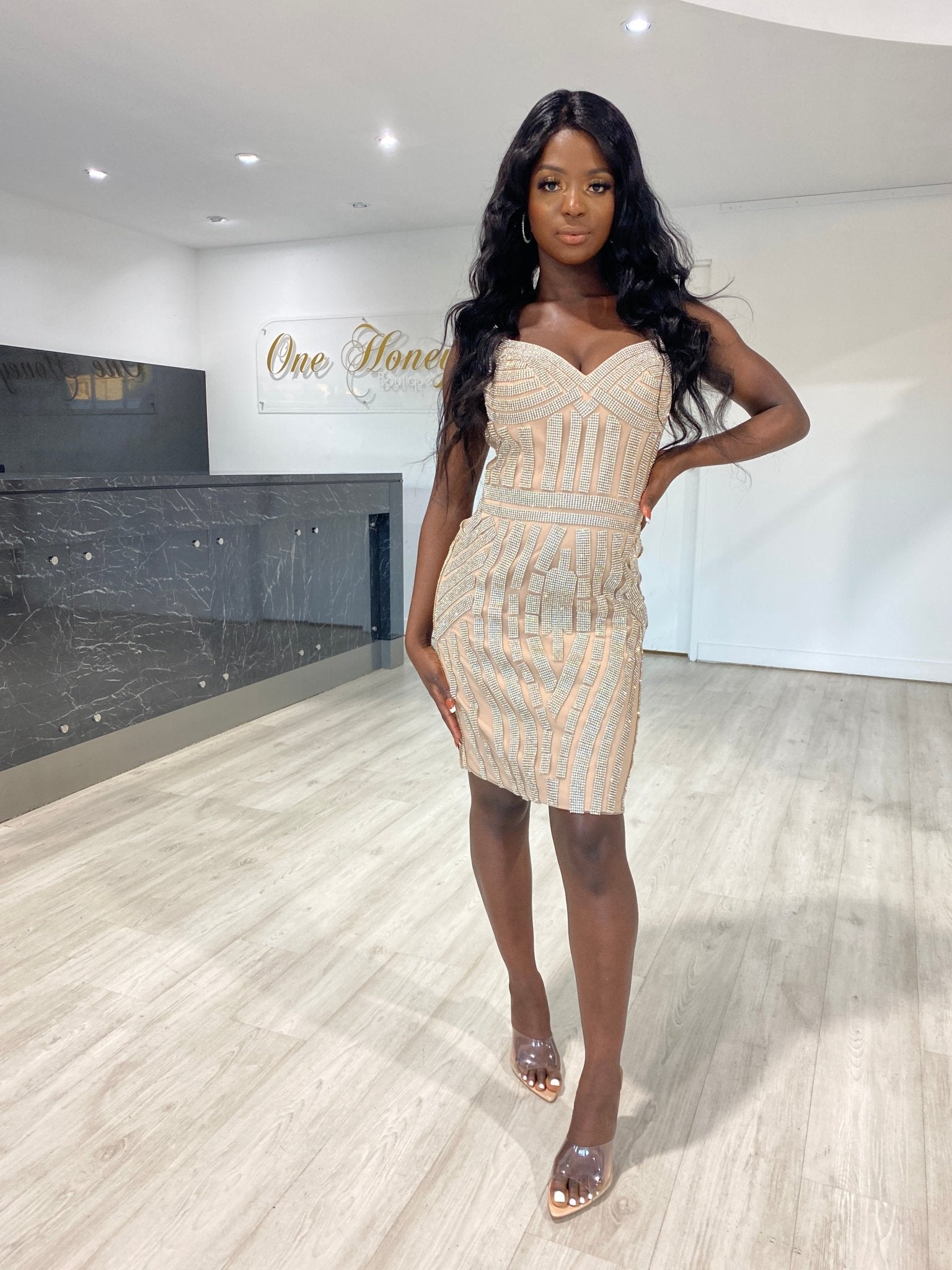 Honey Couture DIAMONDS Gold Sequin Mini Dress in Australia | One Honey Boutique